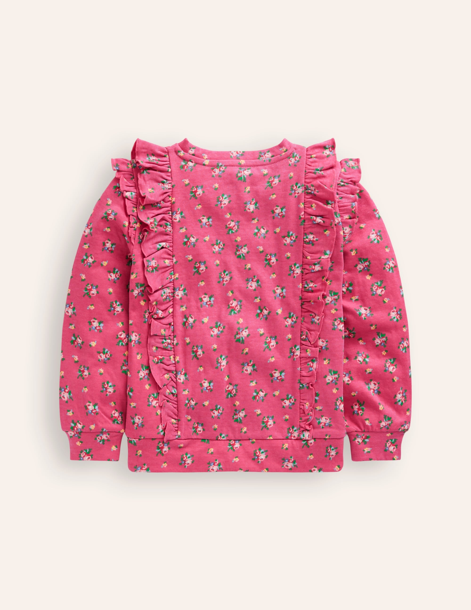  Frill Printed Sweatshirt-Rose Petal Pink Floral Bouquet、mySite、ashleygrahame