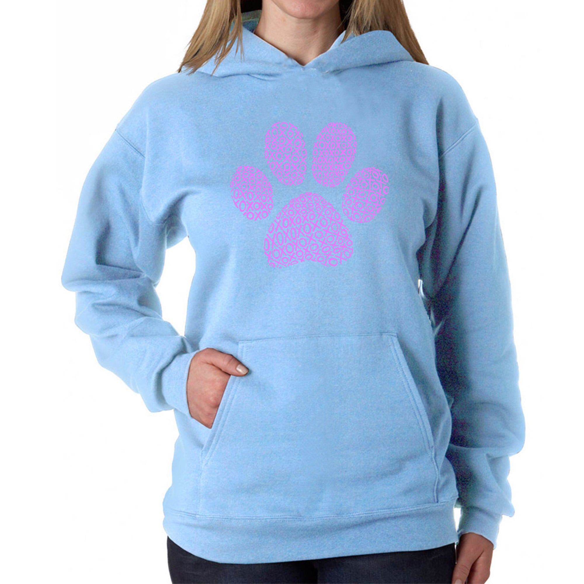 XOXO Dog Paw - Women's Word Art Hooded Sweatshirt、mySite、camillekostekn