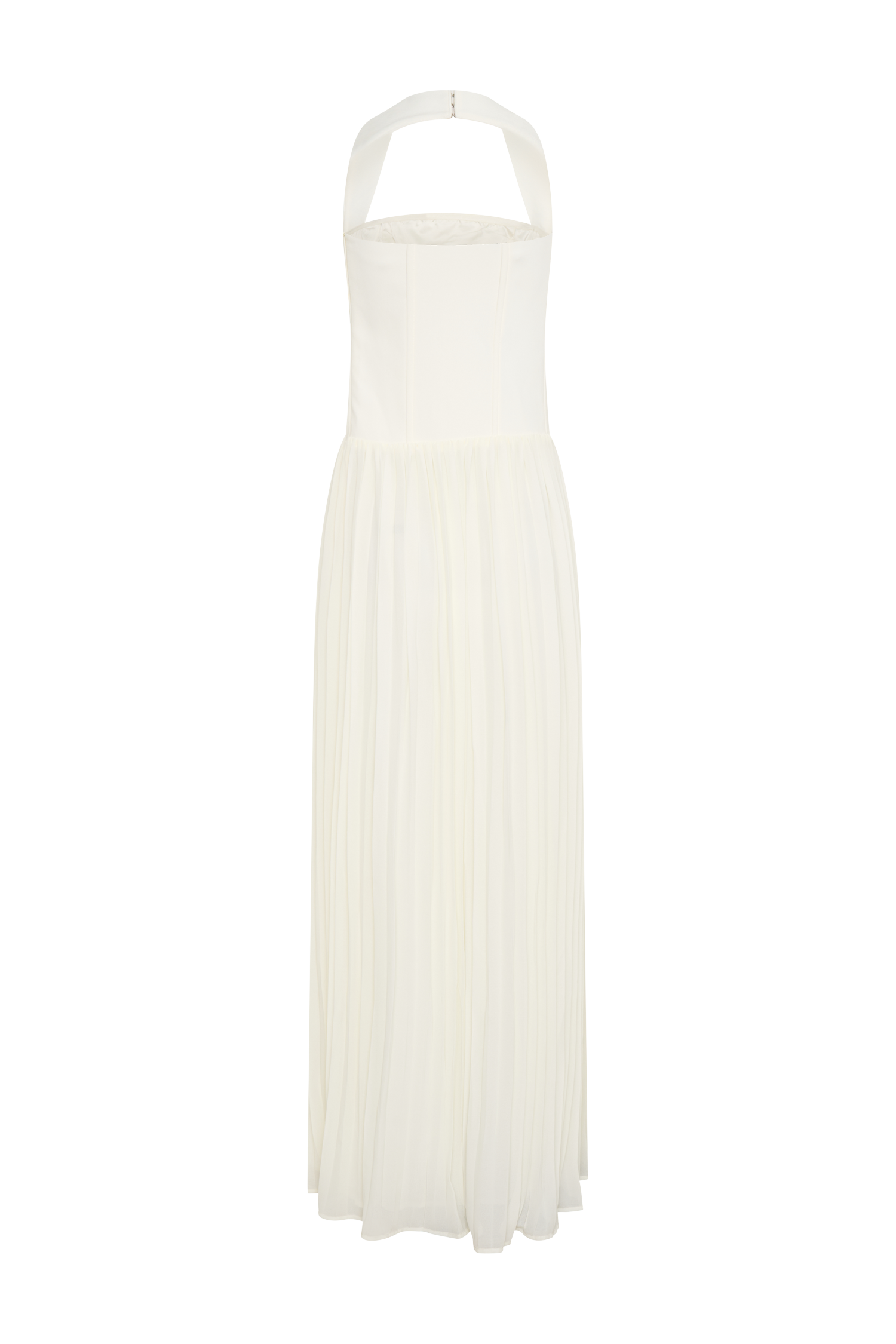 Stacie Pleated Halter Maxi Dress - Ivory、mySite、solidvoid