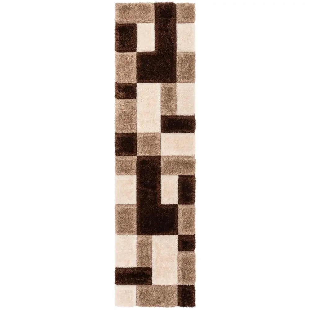 Escondido Brown Modern Geometric 3D Textured Shag Rug、mySite、gigharbornorthrealestate