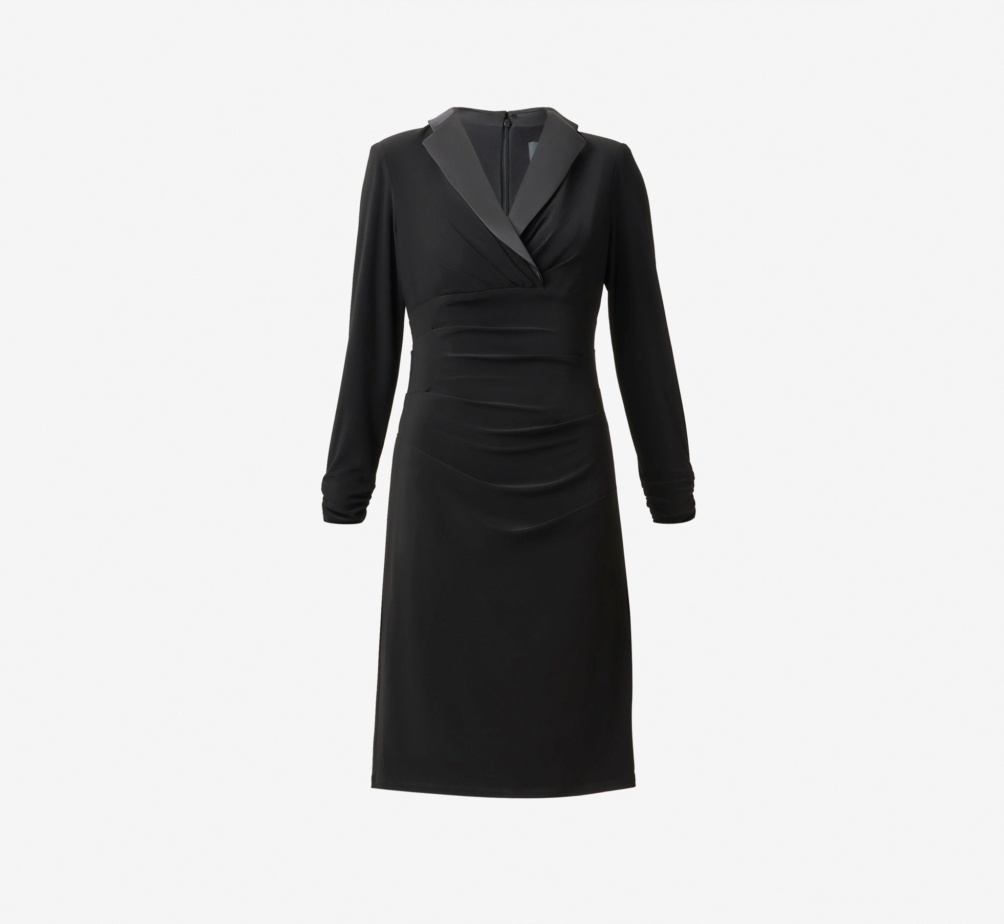 Jersey And Satin Short Sheath Tuxedo Dress In Black、mySite、solidvoid