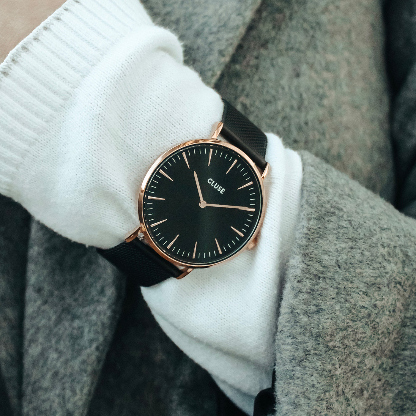 Boho Chic Watch Mesh, Full Black, Gold Colour、mySite、botmansion