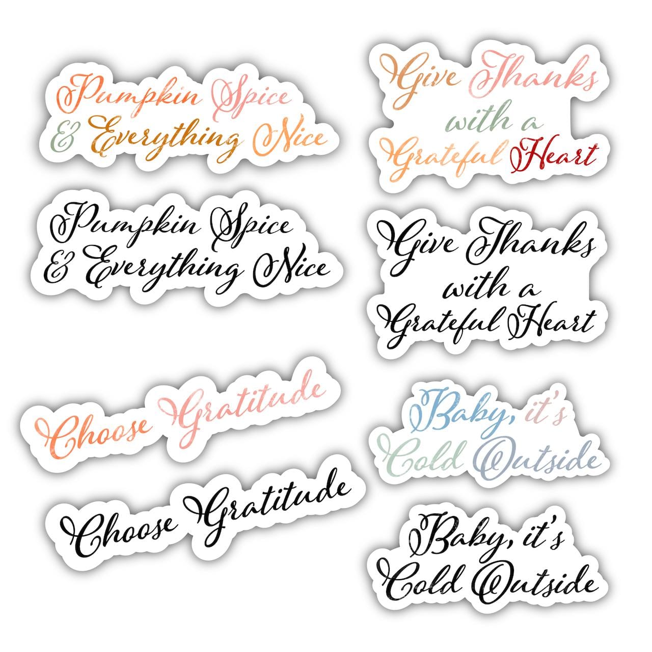  Winter Calligraphy Stickers 8 Pack、mySite、ghnorth