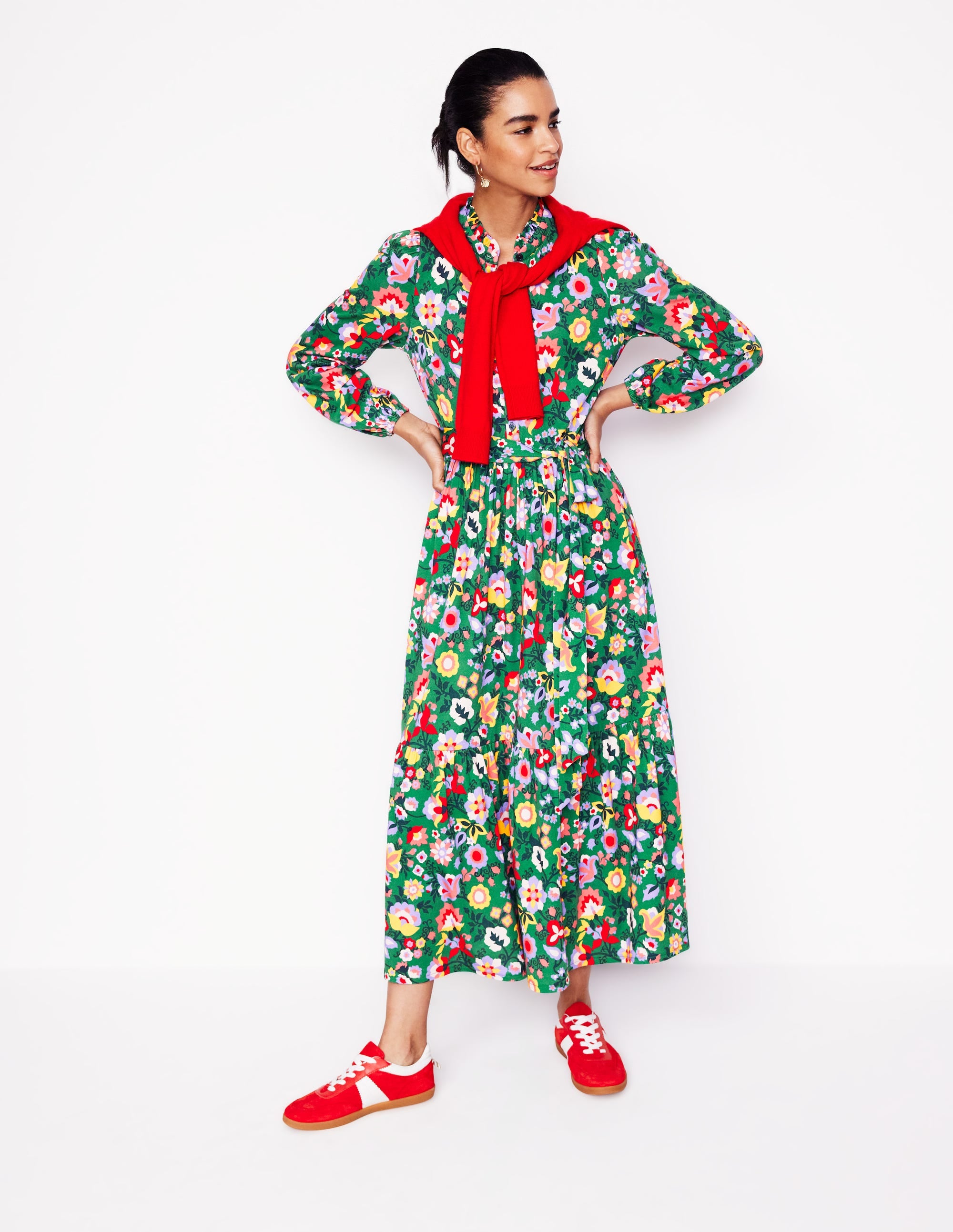  Willow Tiered Jersey Dress-Forest Grass, Flourishing Vine、mySite、ashleygrahame