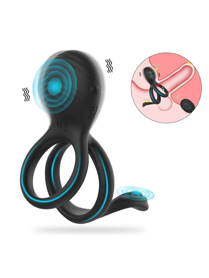 Eros Vibrating Dual Penis Ring | Wireless Remote Control | 7 Strong Vibration Modes | Clitoral Stimulator | Couple、mySite、bottomscart