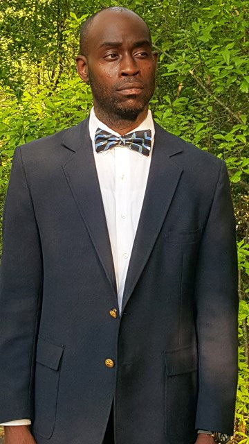 Blue White Black Orange African Print Bow tie-DP3544BT、mySite、solidvoid