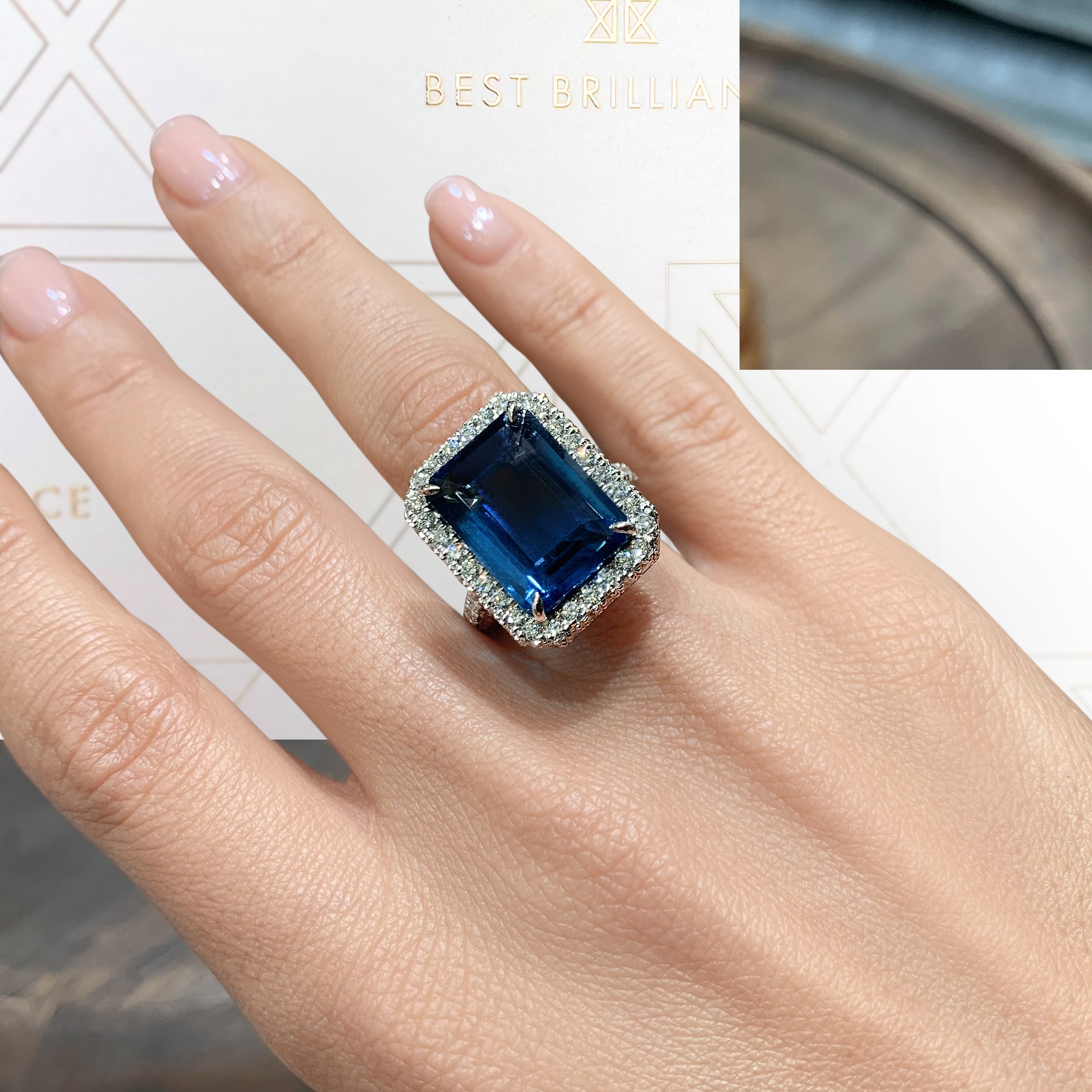 Mackenzie Gemstone & Diamonds Ring (12 Carat) -18K White Gold、mySite、hinf8tx79