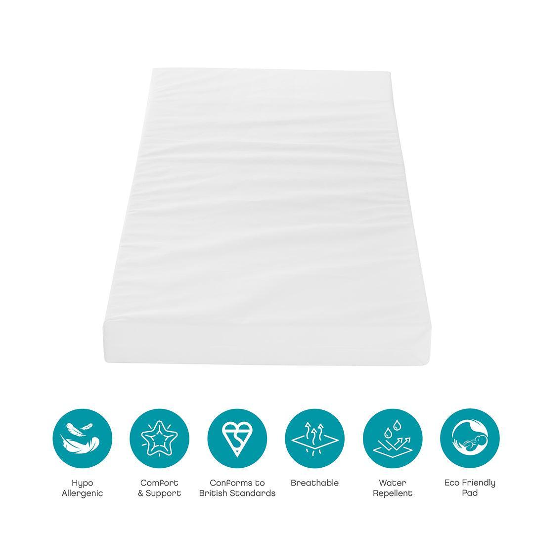  Tutti Bambini Rio Cot Bed with Cot Top Changer & Mattress - Dove Grey/Honey Oak、mySite、merchandisen