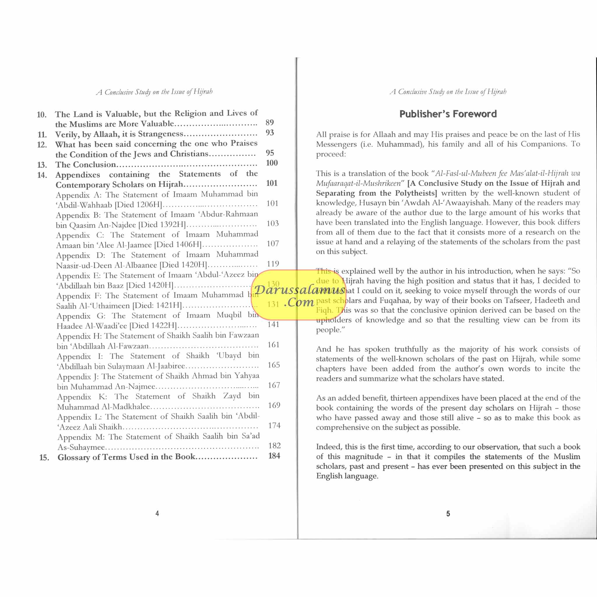 A Conclusive Study on the Issue of Hijrah and Separating from the Polytheists By Husayn bin 'Awdah Al-'Awaayishah、mySite、topwebapps
