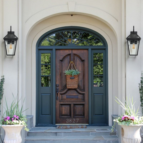 10" 2pcs Outdoor Wall Lanterns, Black Finish Weatherproof Wall Sconce with Clear Glass Panels, Vintage Exterior Light Fixtures for Porch, Patio, Garage, and Entryway (Bulb Not Included)、、eastwooduniform