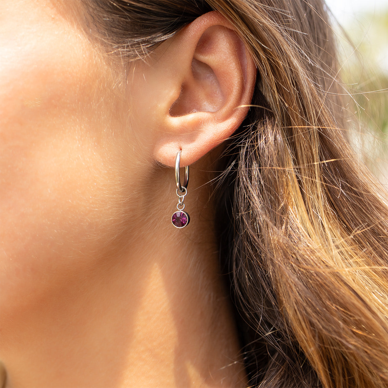 Stainless Steel Birthstone Huggie Earrings / ERJ0073、mySite、dreamappss