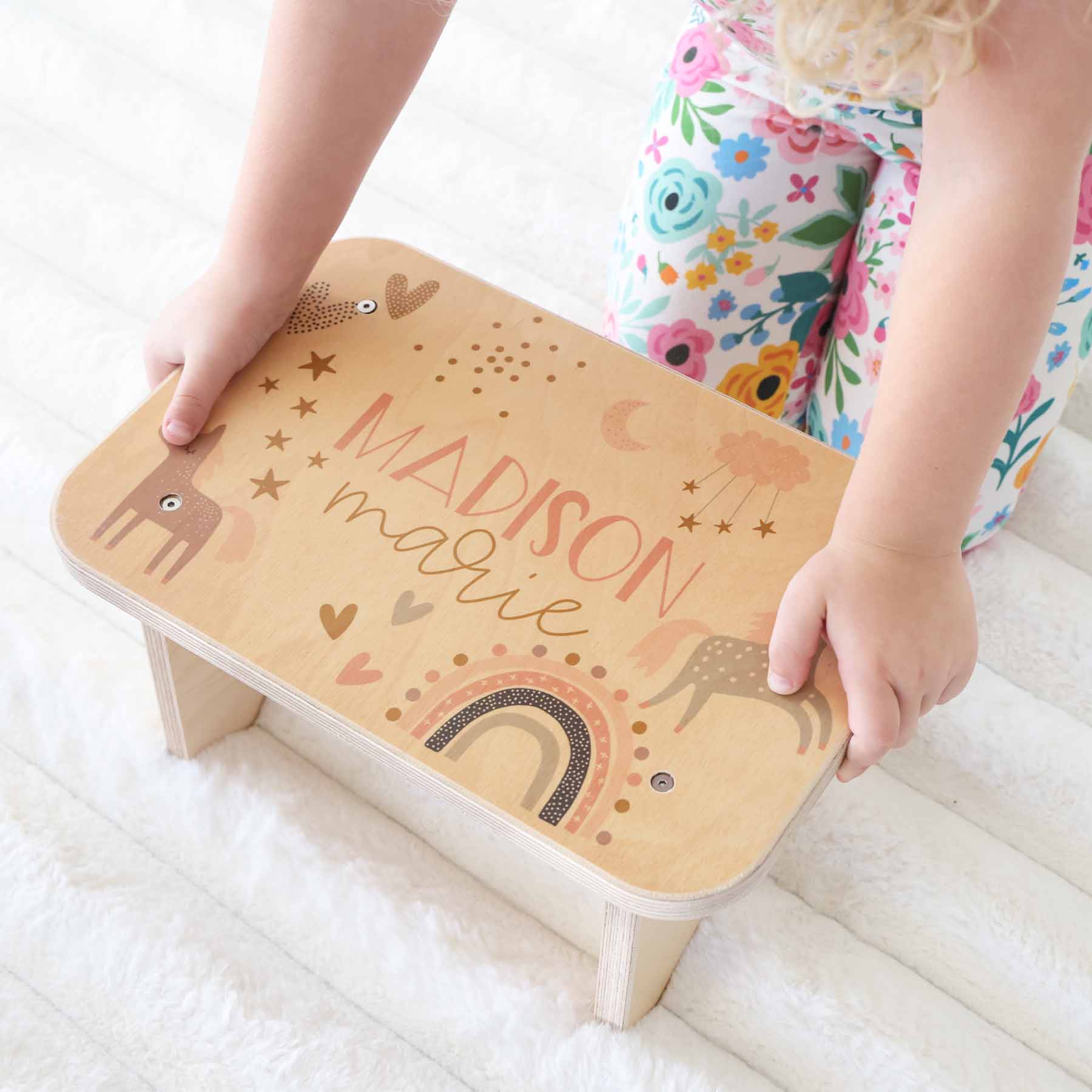  Kids Personalized Step Stool | Unicorns & Rainbows、mySite、layawaytickets