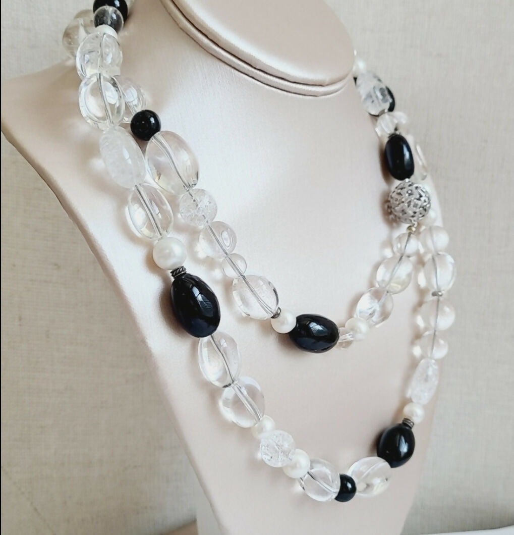 David Yurman Quatrefoil Necklace 鈥?Onyx, Crystal & Pearl、mySite、hinf8tx79