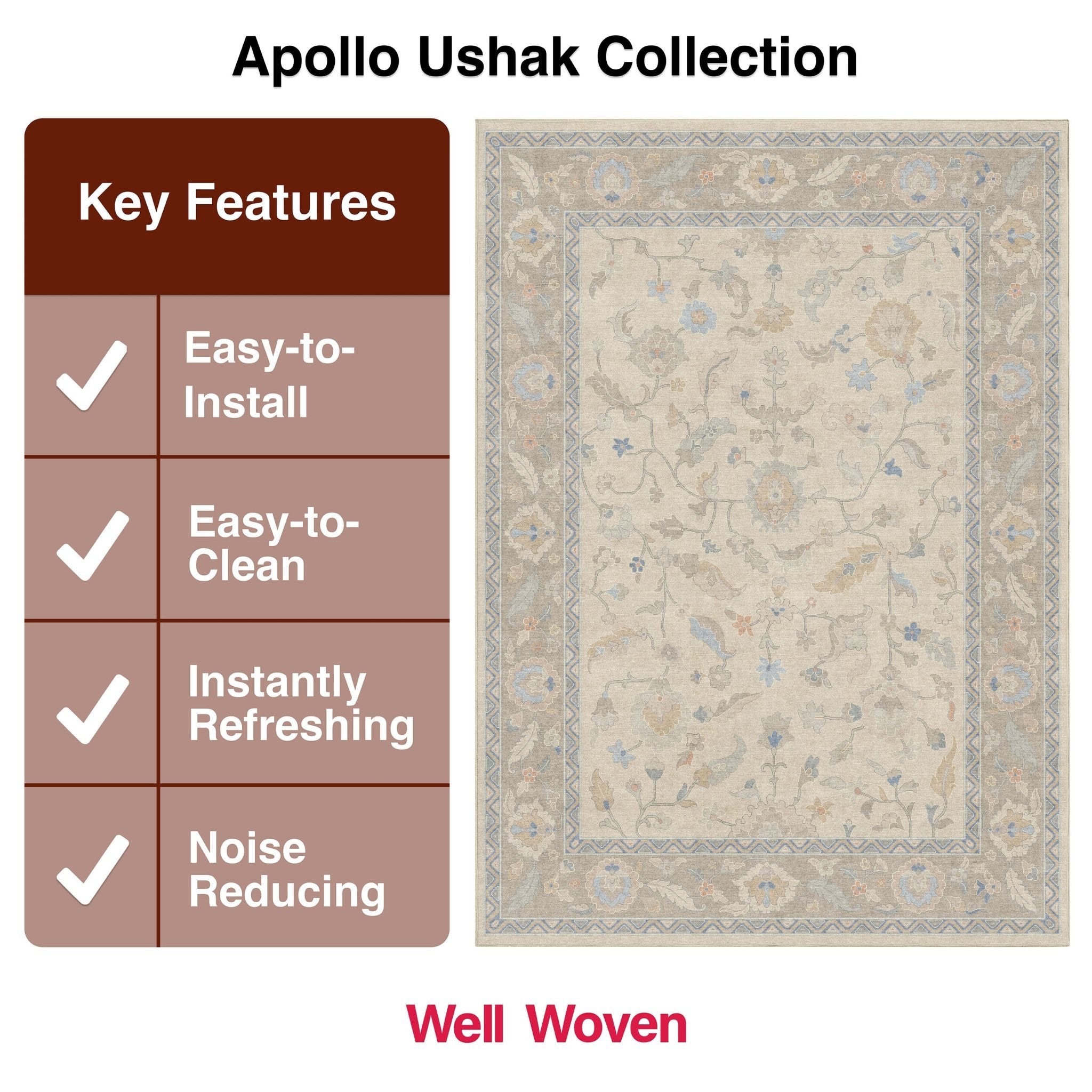 Mardin Modern Vintage Boho Rug for Living Room Bedroom Dining Room ,Easy Clean、mySite、gigharbornorthrealestate