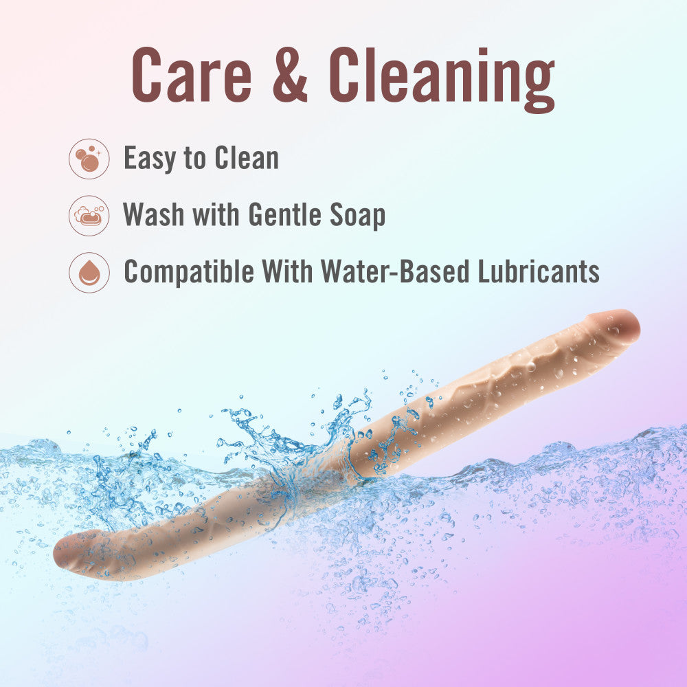 Dr. Skin Plus | 16.5 Inch Double Dong – Extra Long Double-Ended Dildo With A Realistic Posable Shaft - Beige、mySite、bottomscart