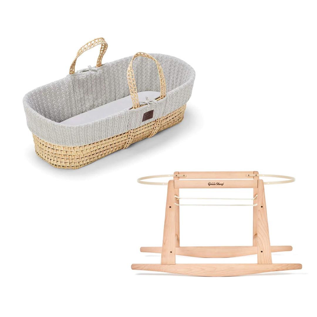  The Little Green Sheep Organic Knitted Moses Basket + Rocking Stand、mySite、merchandisen