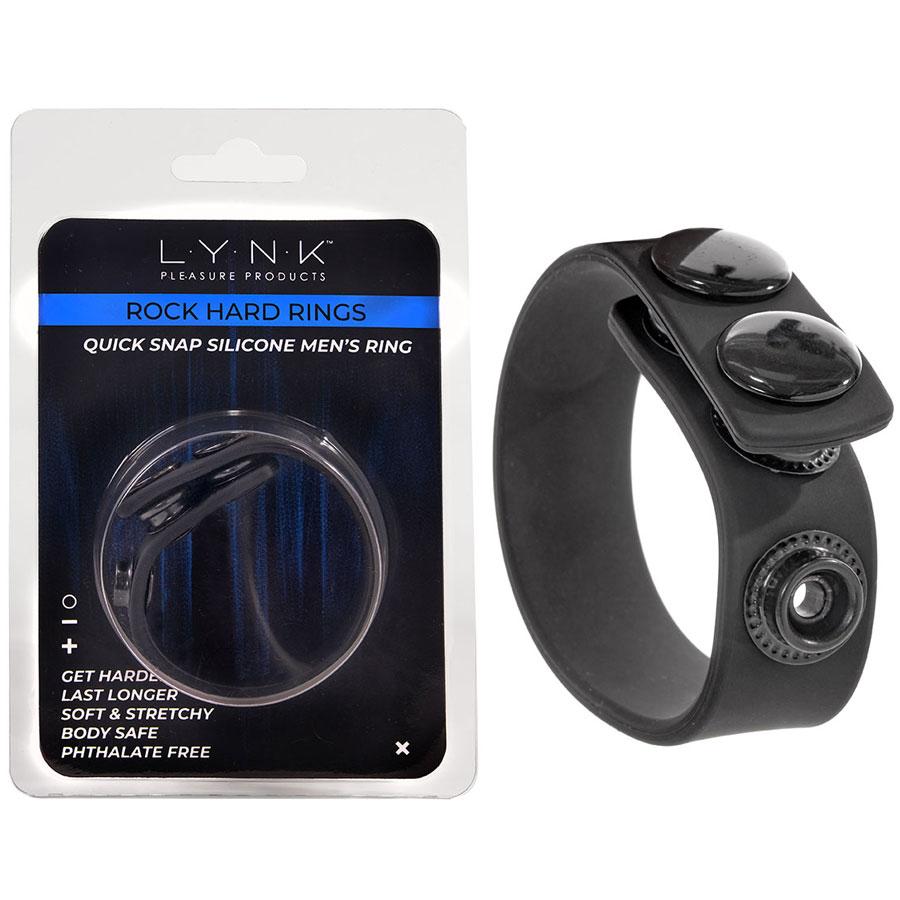 Quick 3 Snap Adjustable Black Silicone Cock Ring for Men、mySite、bottomscart