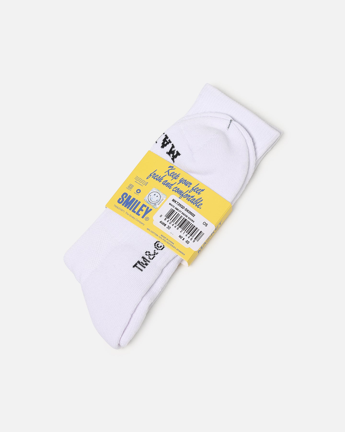 Market X Smiley Badge Crew Socks White、mySite、zt4zffjzw