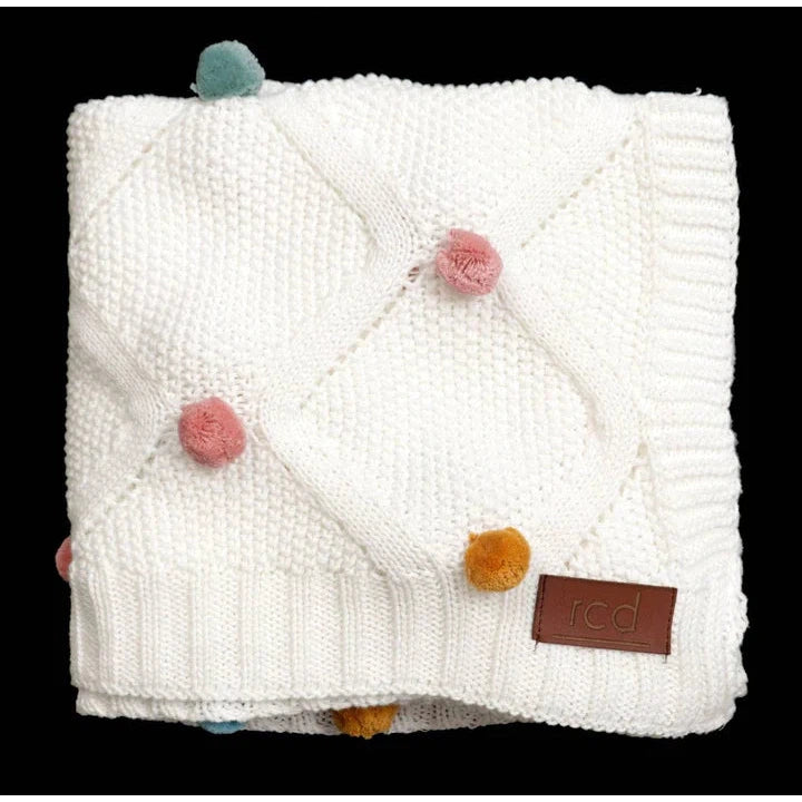 Polka Dot Pom Pom Price Throw Blanket、mySite、gigharbornorthrealestate