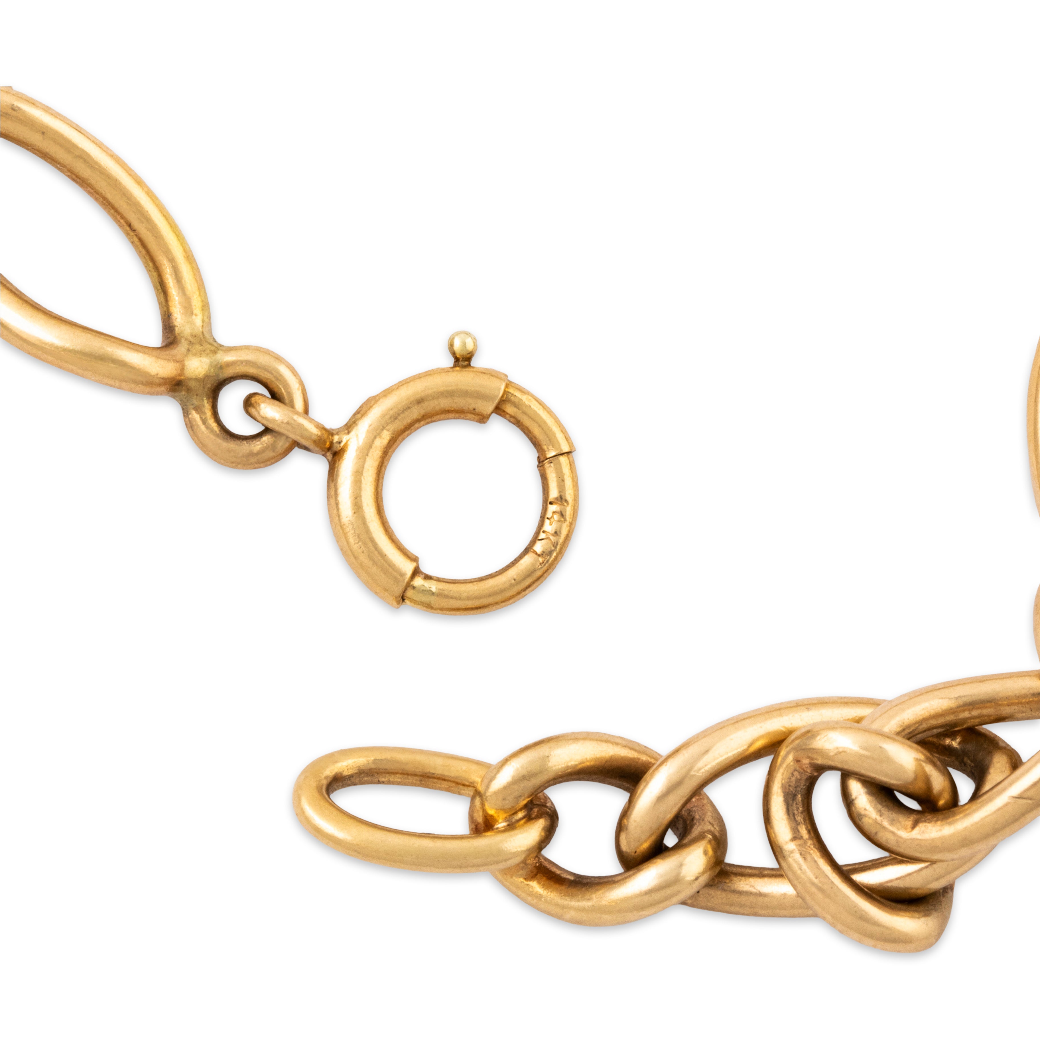 Heavy Vintage 14k Yellow Gold Cable Links Charm Bracelet 6.25、mySite、hinf8tx79