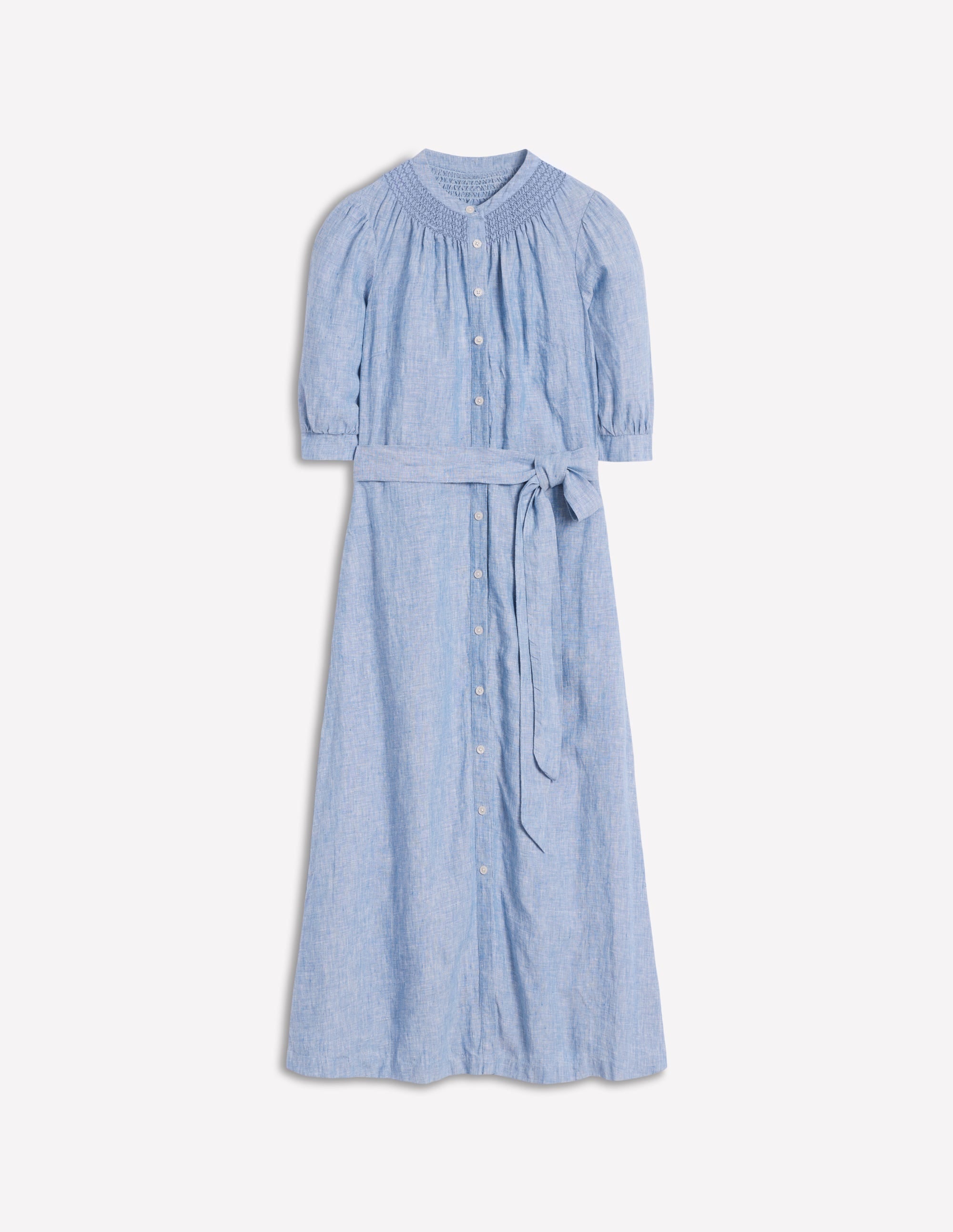  Ada Linen Midi Dress-Grey Blue Chambray、mySite、ashleygrahame