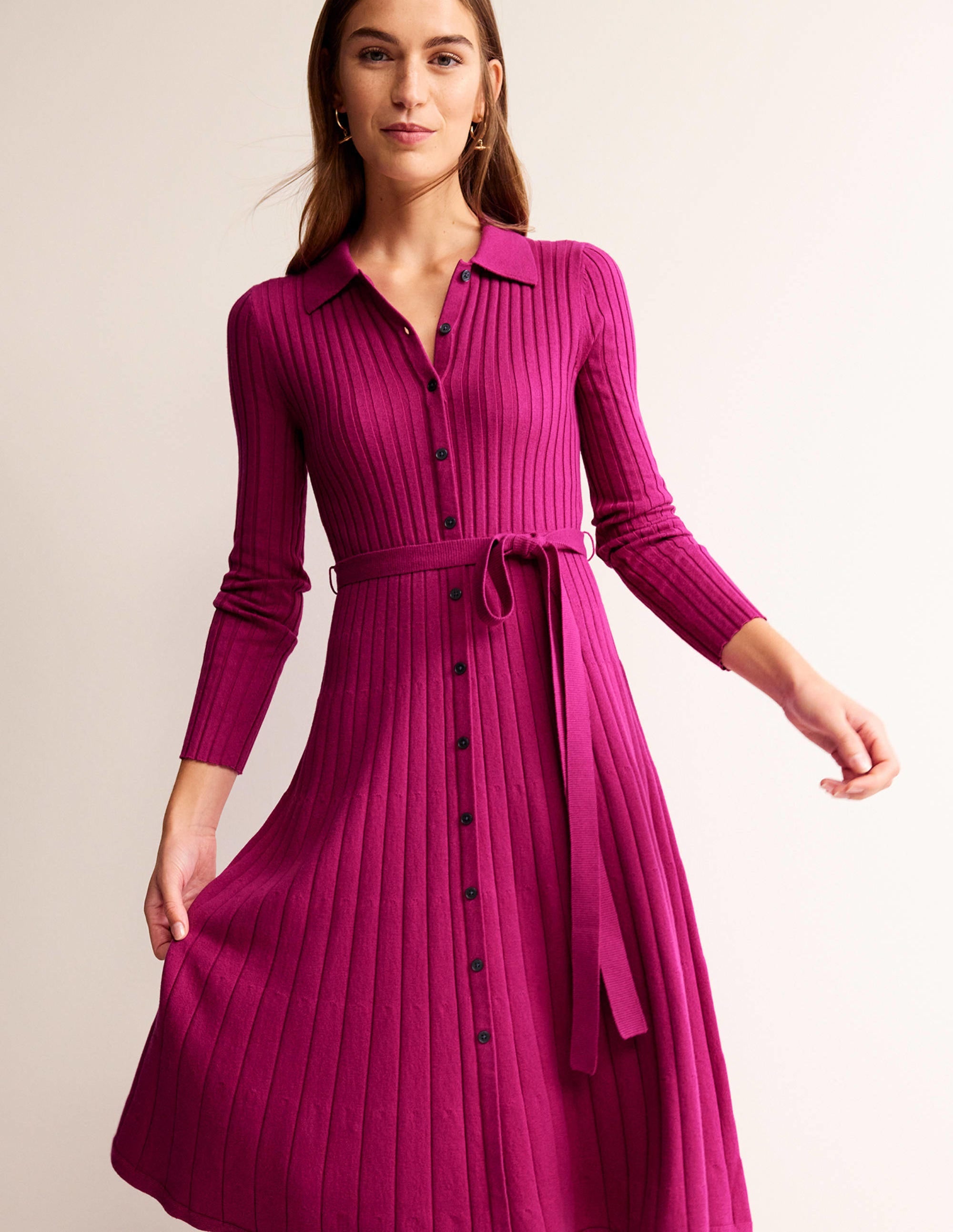  Rachel Knitted Shirt Dress-Vibrant Plum、mySite、ashleygrahame