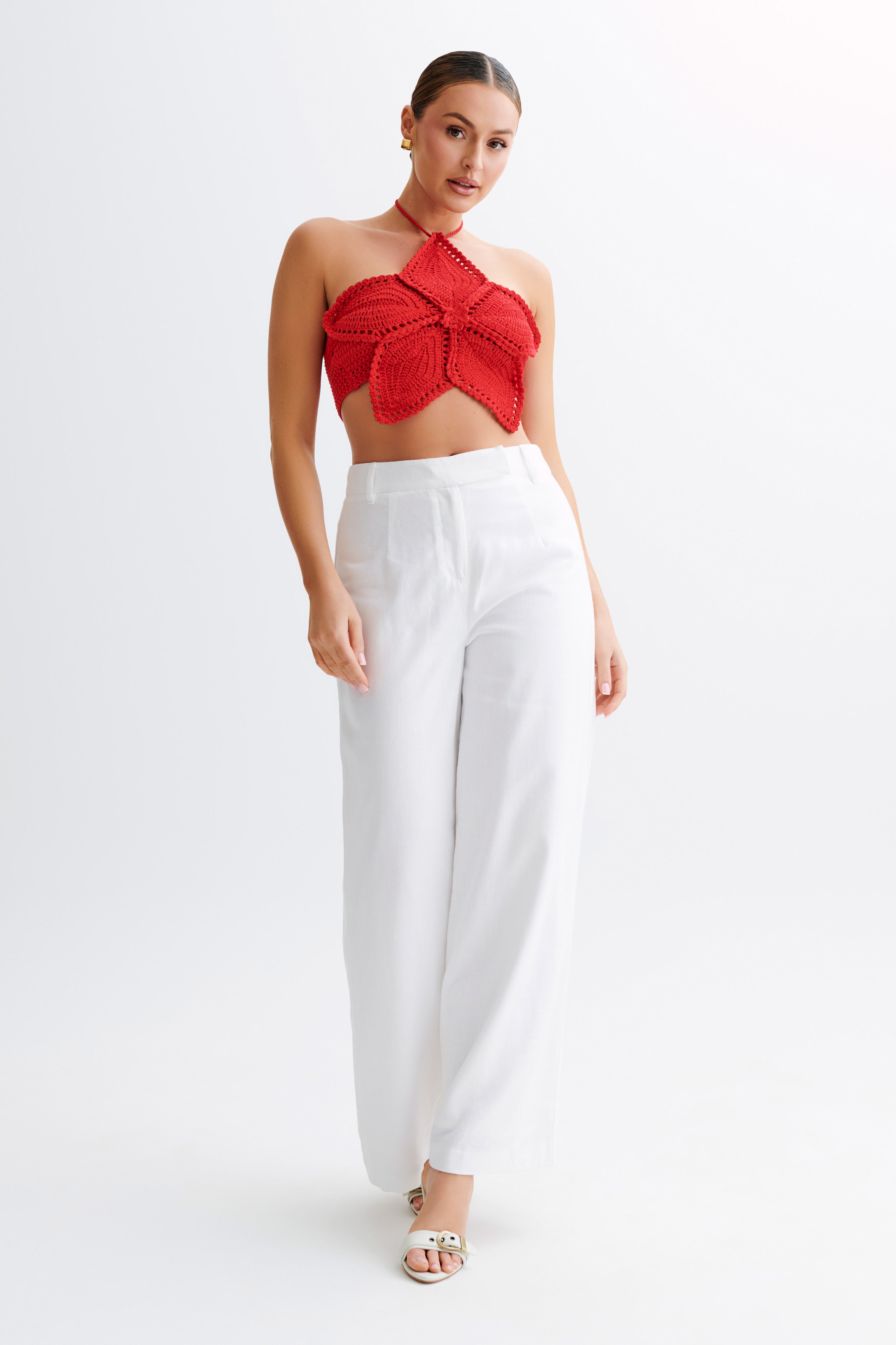 Bailey Floral Crochet Halter Top - Pomegranate、mySite、solidvoid