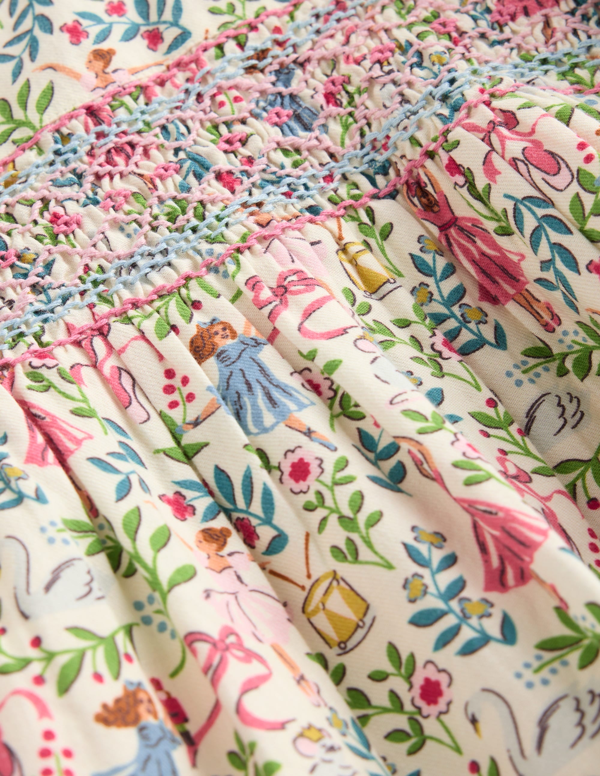  Bess Cosy Smocked Dress-Vanilla White Ballet Toile、mySite、ashleygrahame