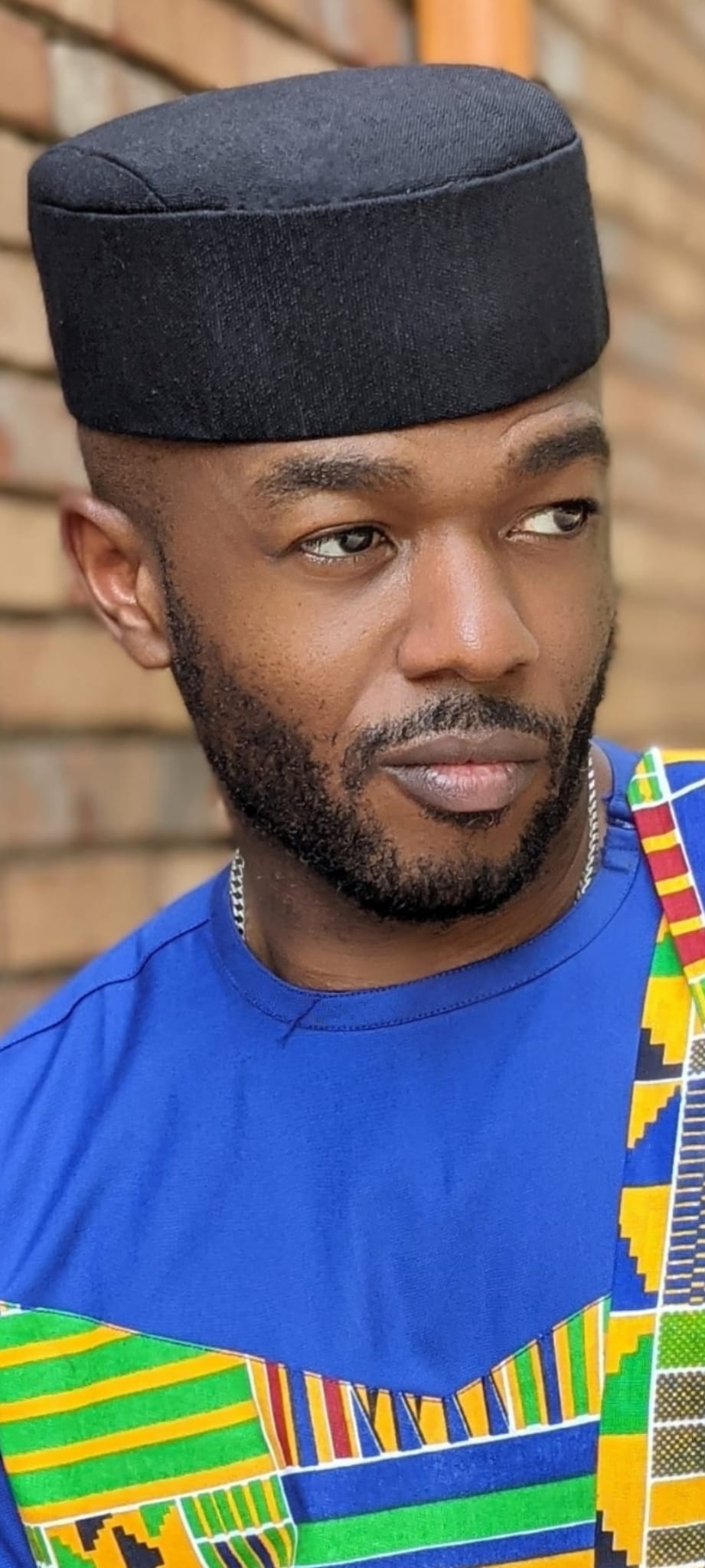 Black Oluda Gfila African Aso Oke No-Brim Kufi Hat-DPGFH501、mySite、solidvoid