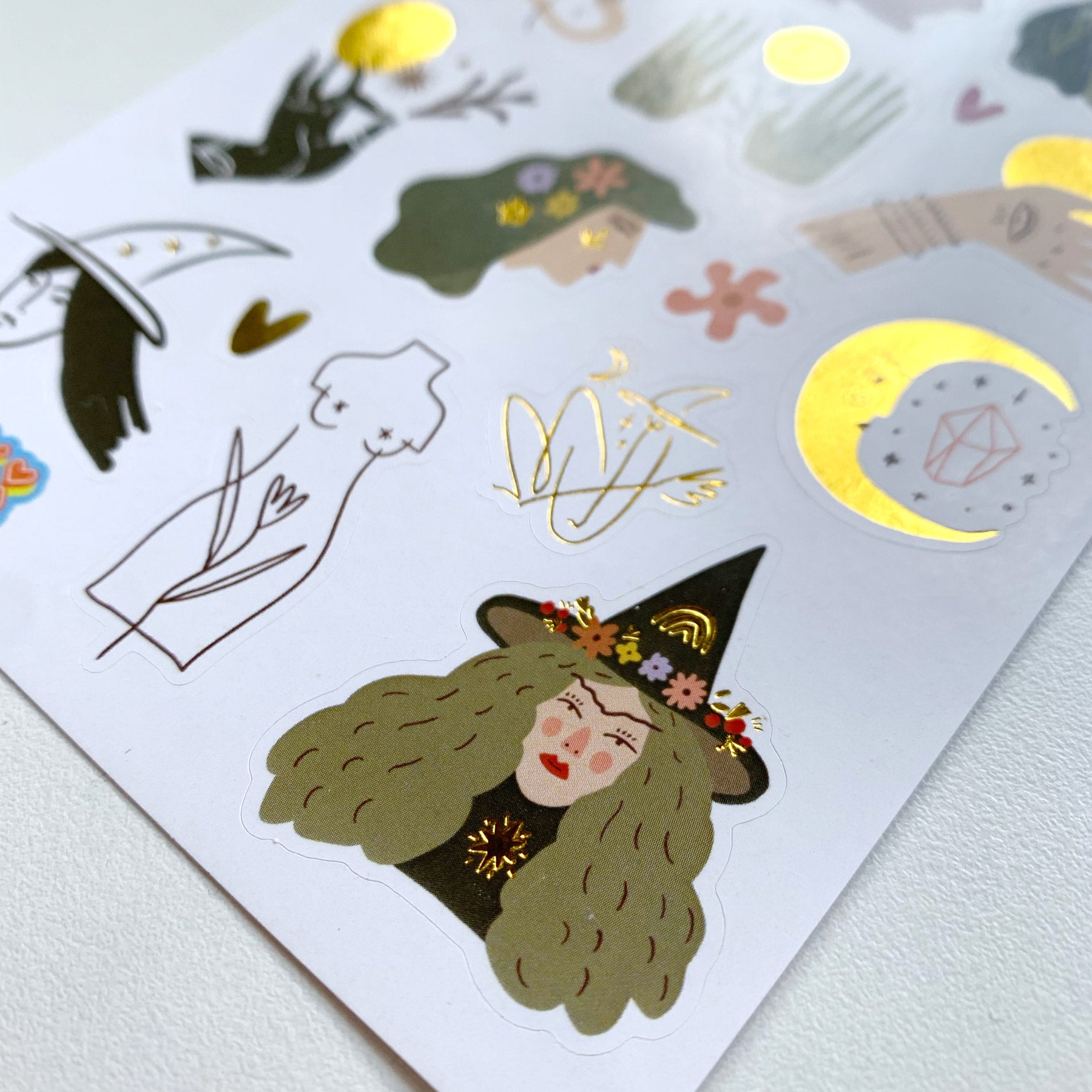  Green Witch A6 Gold Foil Sticker Sheet、mySite、ghnorth