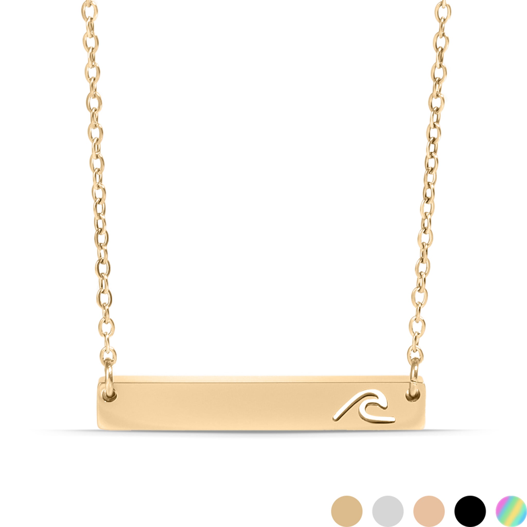 18K Gold PVD Stainless Steel Cutout Wave Blank Bar Necklace / SBB00107、mySite、dreamappss