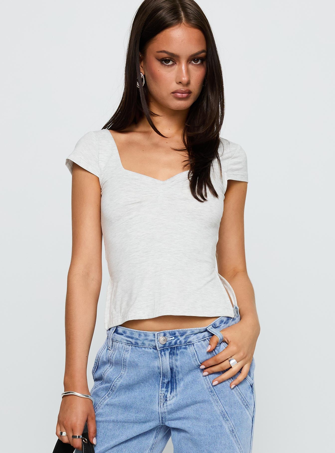 Rehna Short Sleeve Top Grey Marle、mySite、solidvoid