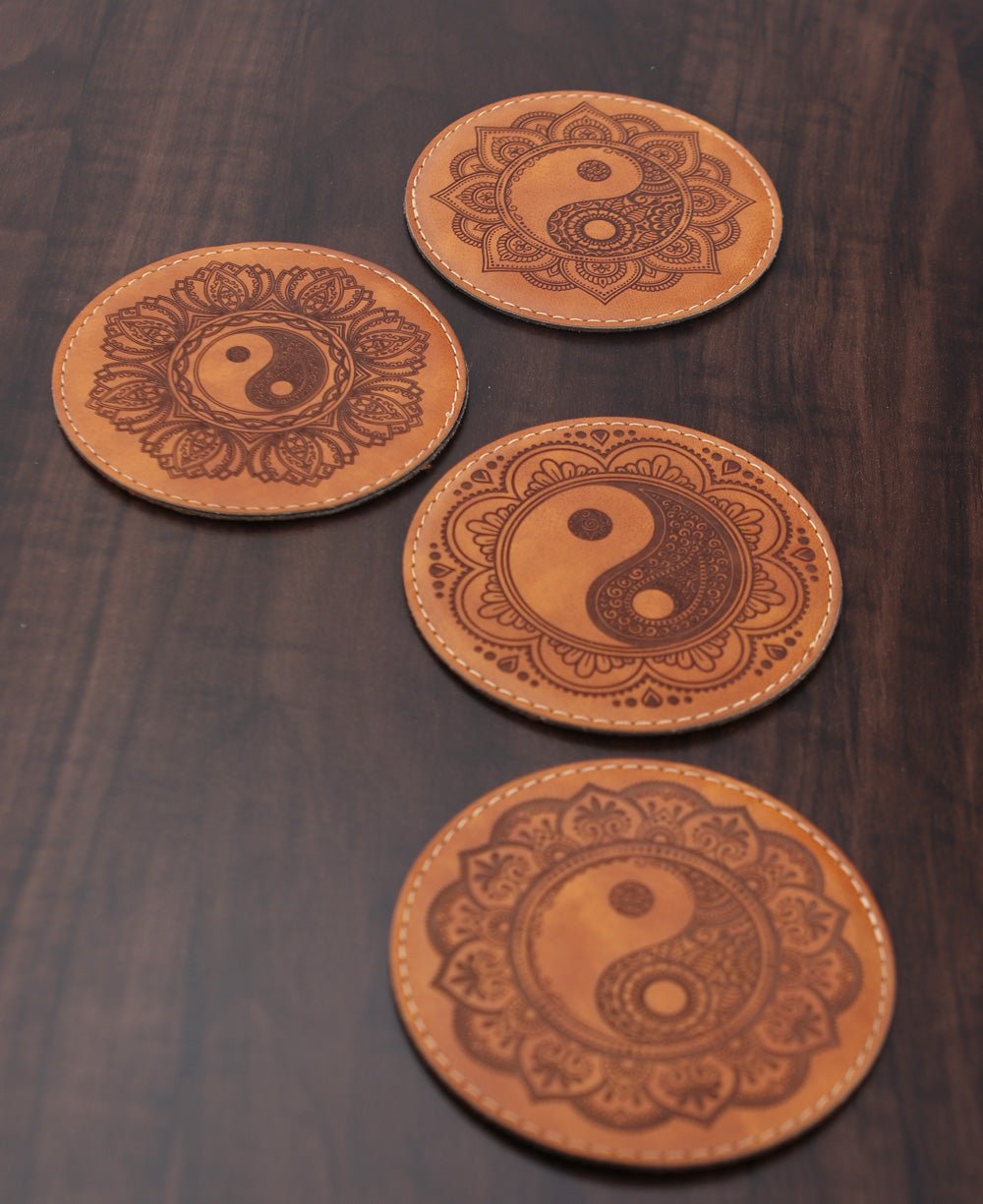 Yin Yang Artistic Faux Leather Coasters、mySite、topwebapps
