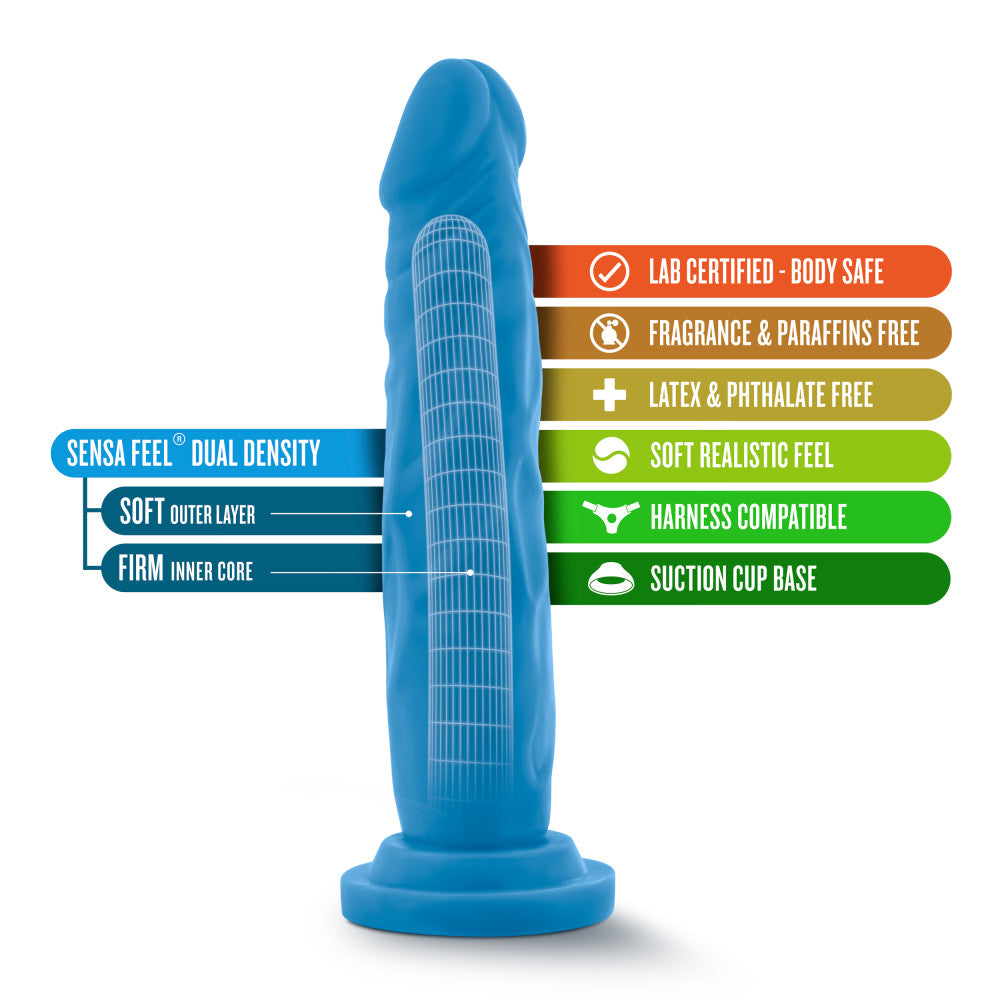 Neo By Blush® | Realistic Neon Blue 7.5-Inch Long Dildo With Suction Cup Base、mySite、bottomscart