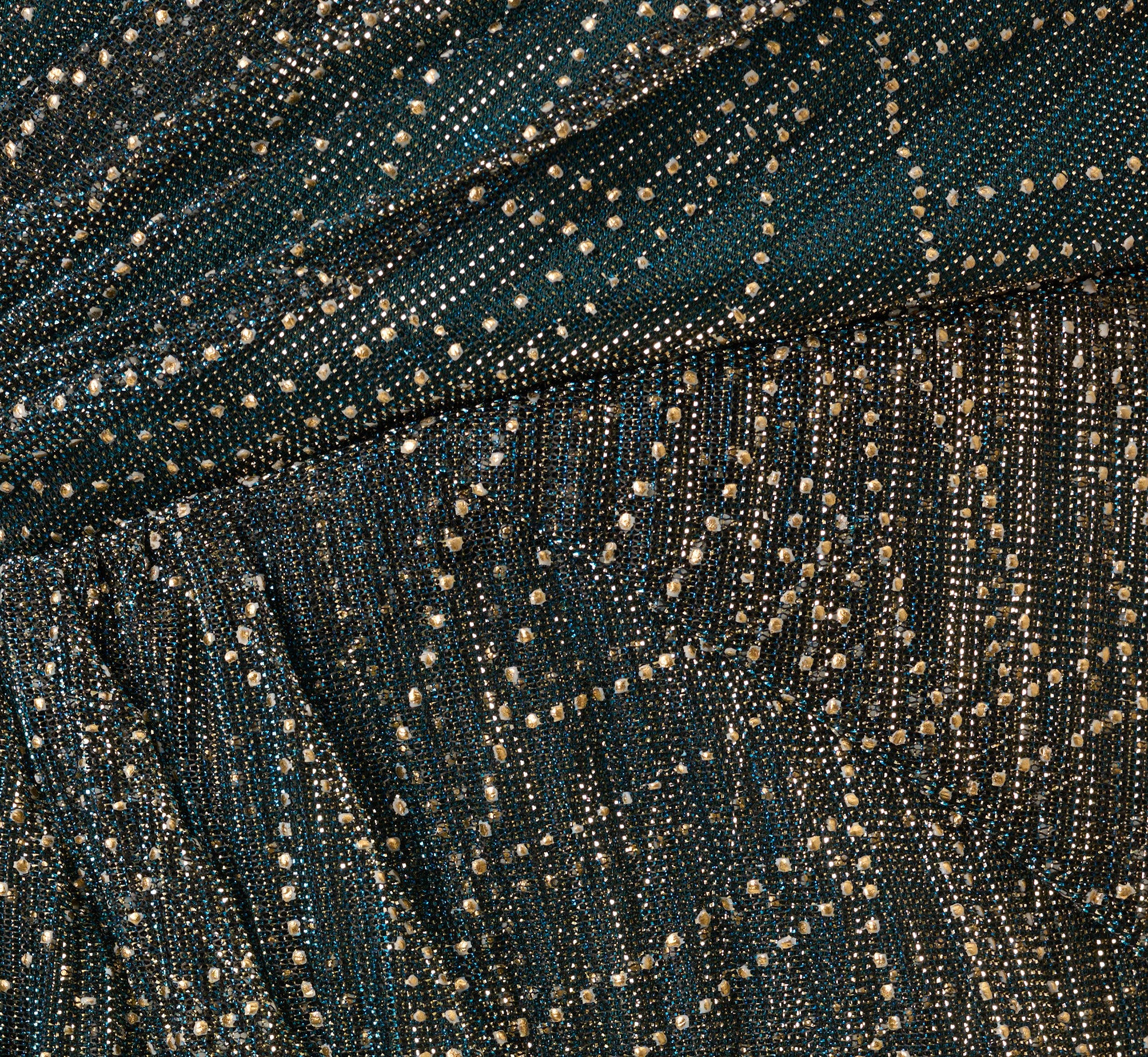 Metallic Mesh Faux Wrap Gown With Ruffle Accents In Evergreen、mySite、solidvoid