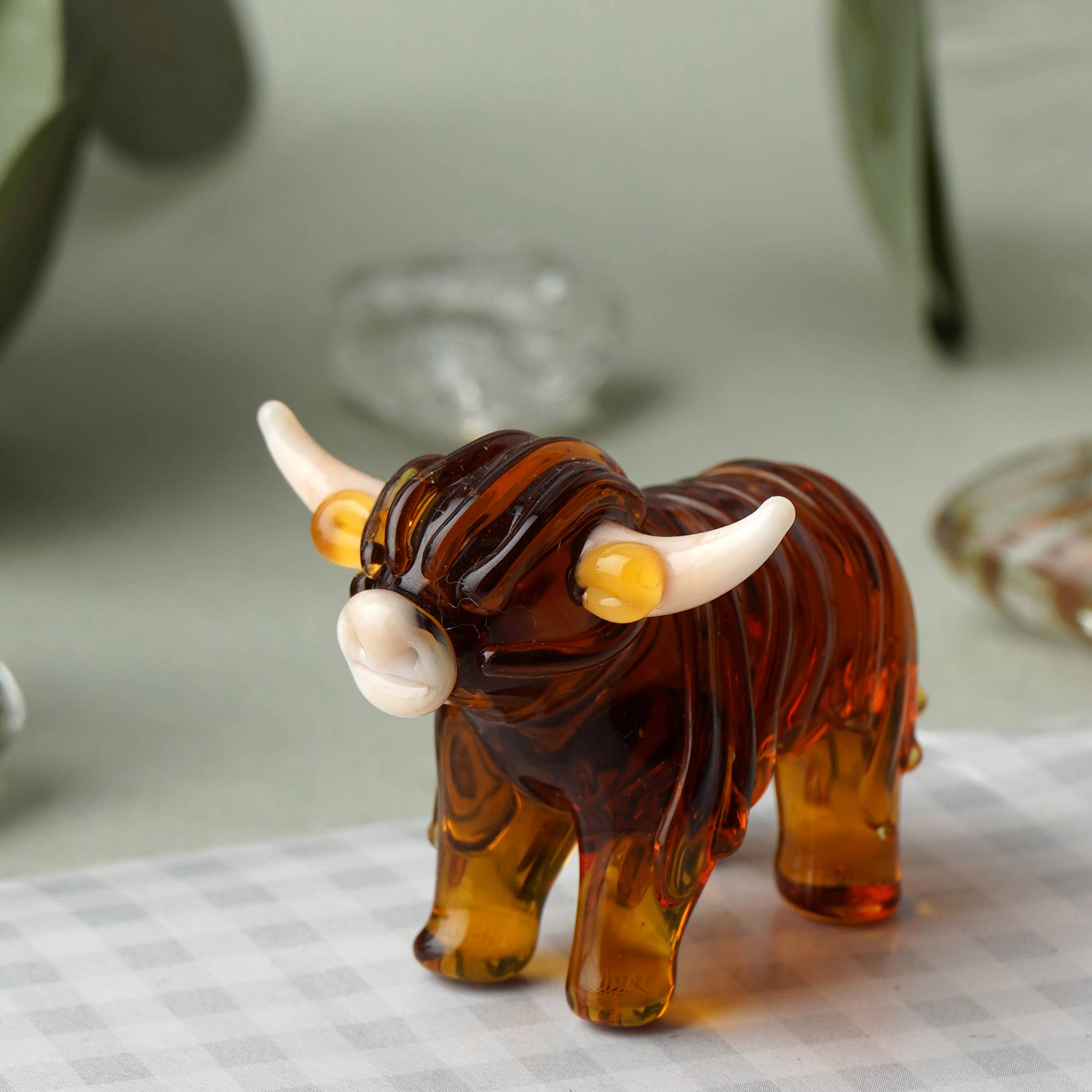 Hand Blown Glass Highland Cow Ornament in Gift Box、mySite、g9winljtr
