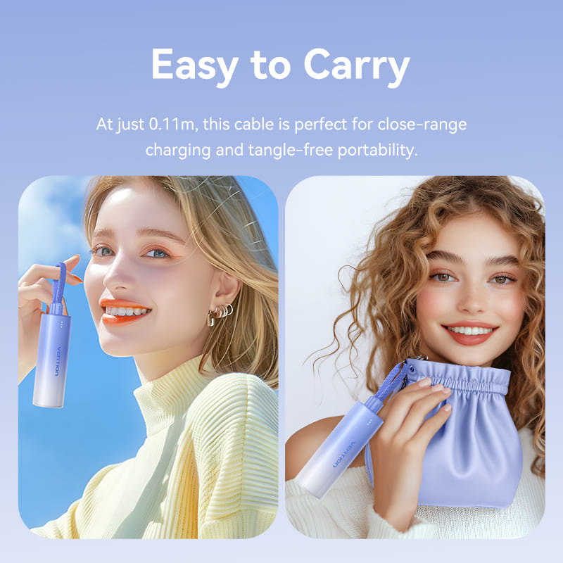 Bi-Directional Charging Cable 11CM for 5000mAh Power Bank (USB-C + Lightning) 20W Light Indicator Display Type、mySite、fannypackpong