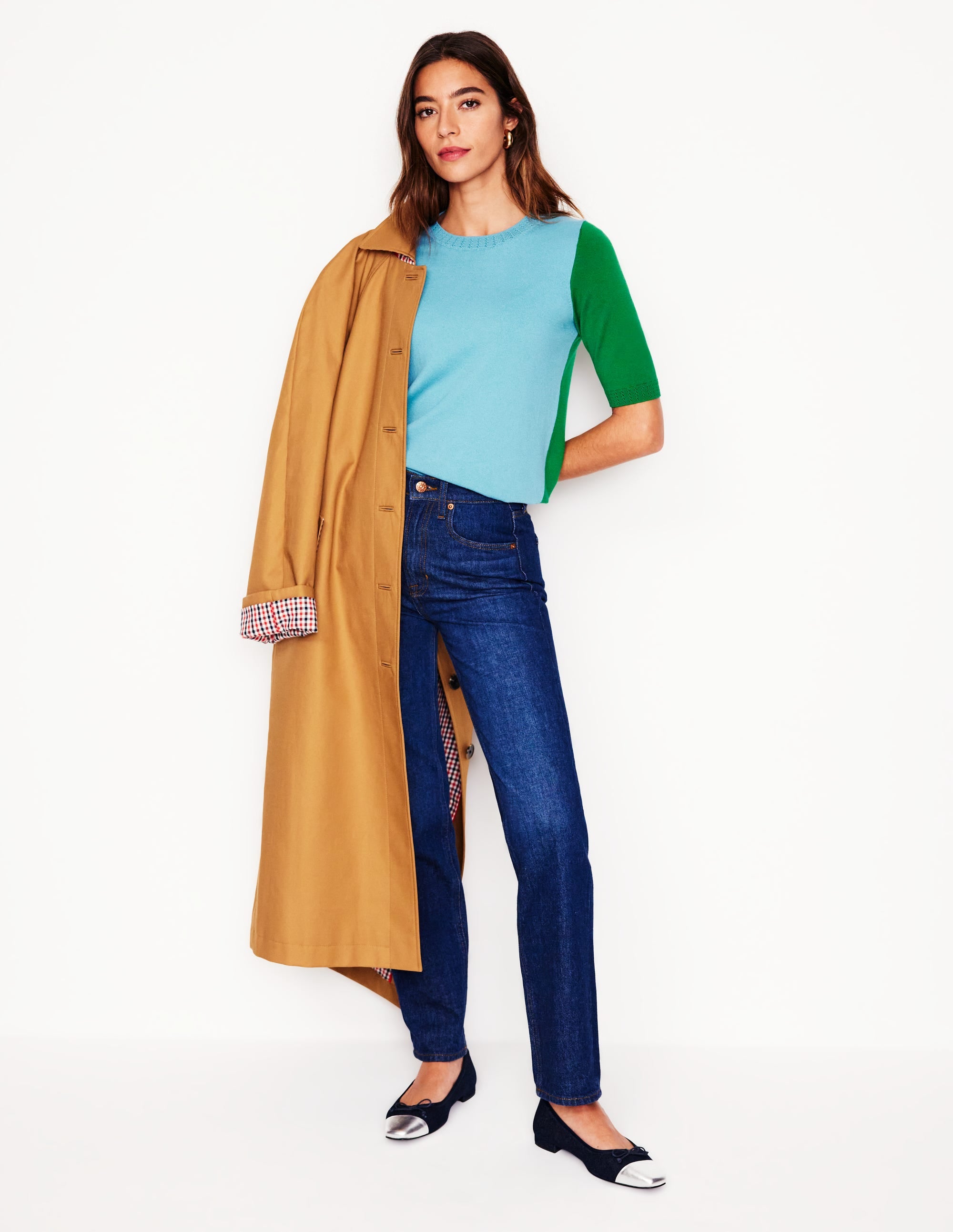  Emilia Cotton Crew T-shirt-Duck Egg Blue / Rich Emerald、mySite、ashleygrahame