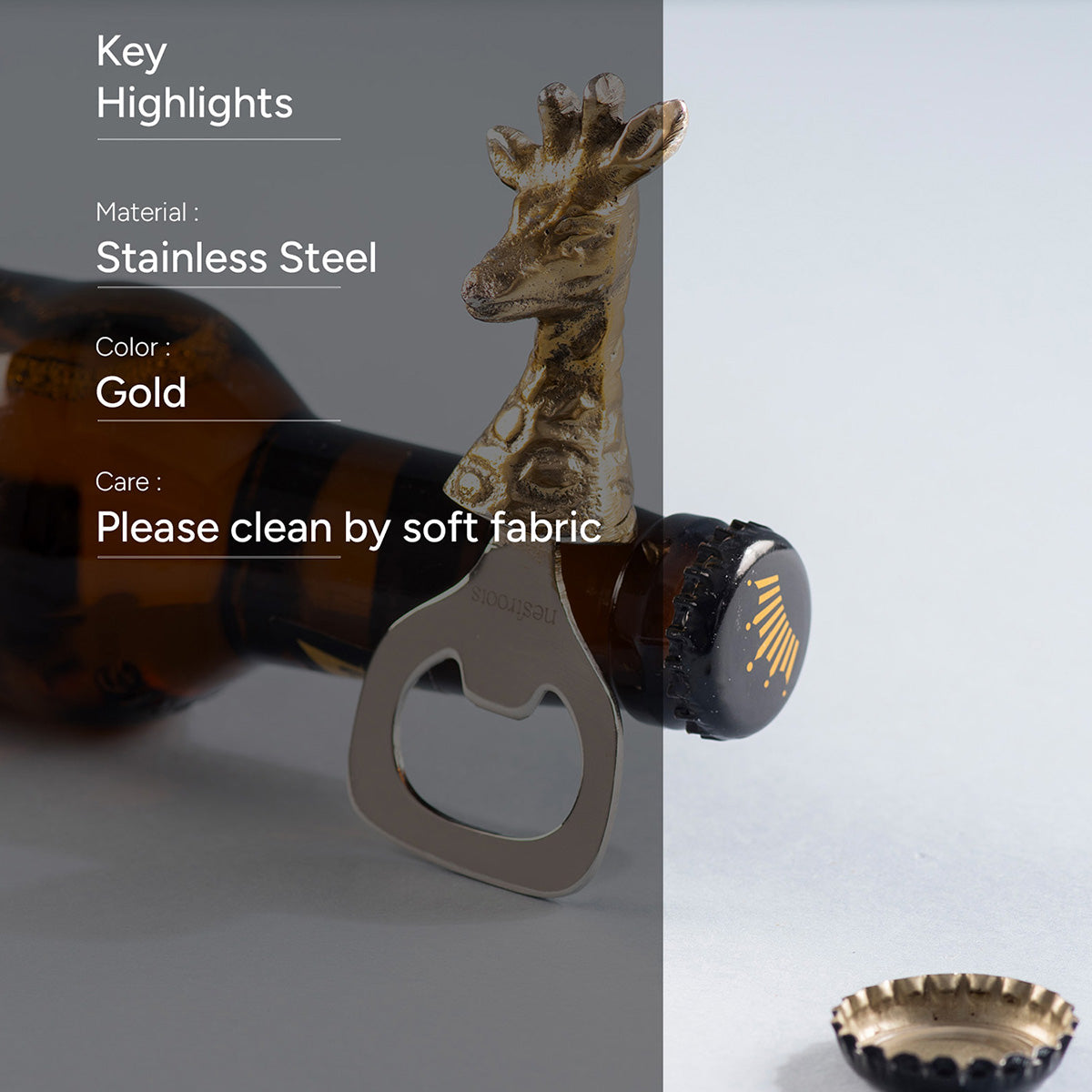 Stainless Steel Bottle Opener | Deer Shape | Gold、mySite、camillekostekn