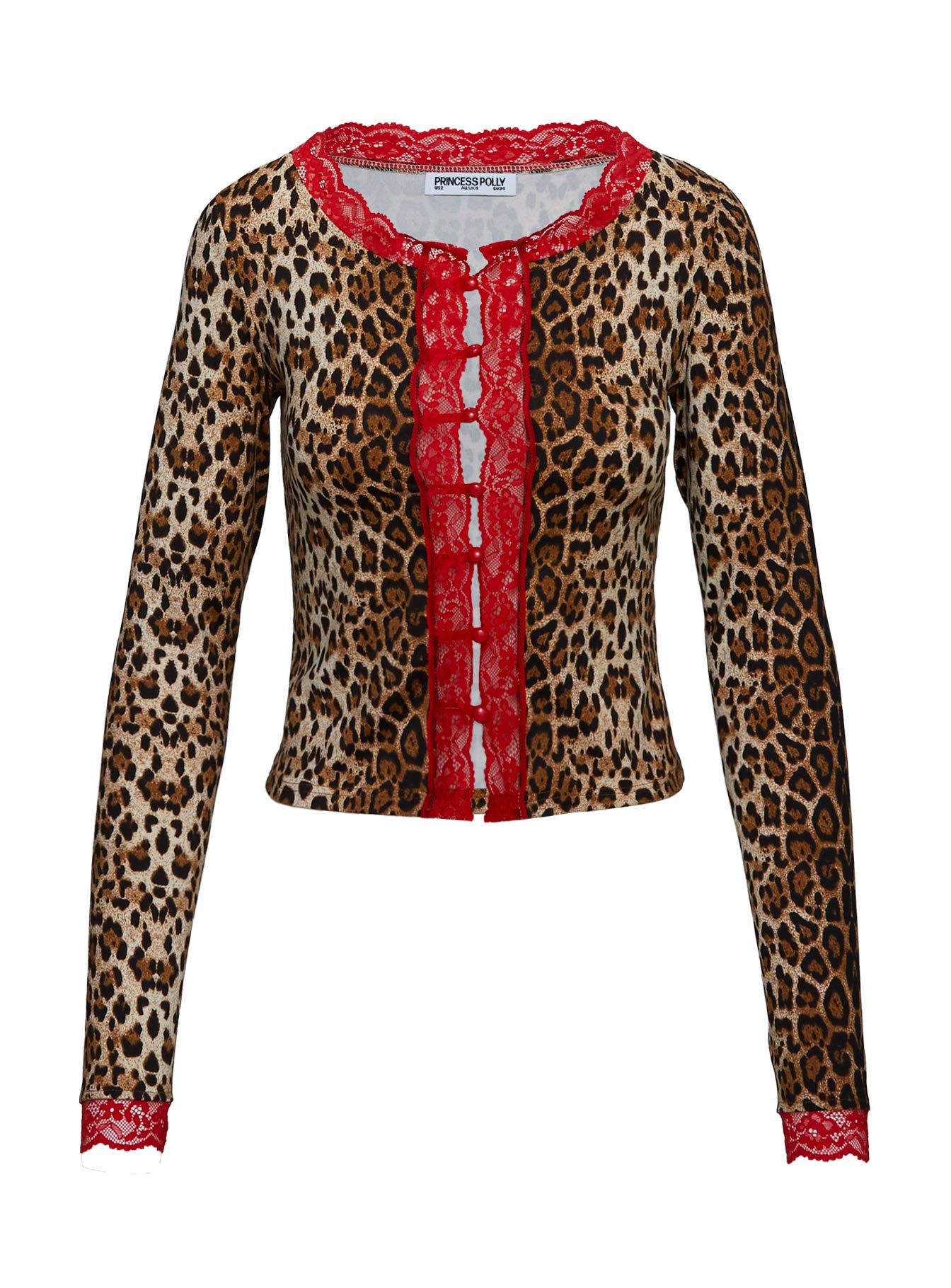 Pour It Up Long Sleeve Button Detail Top Leopard、mySite、solidvoid