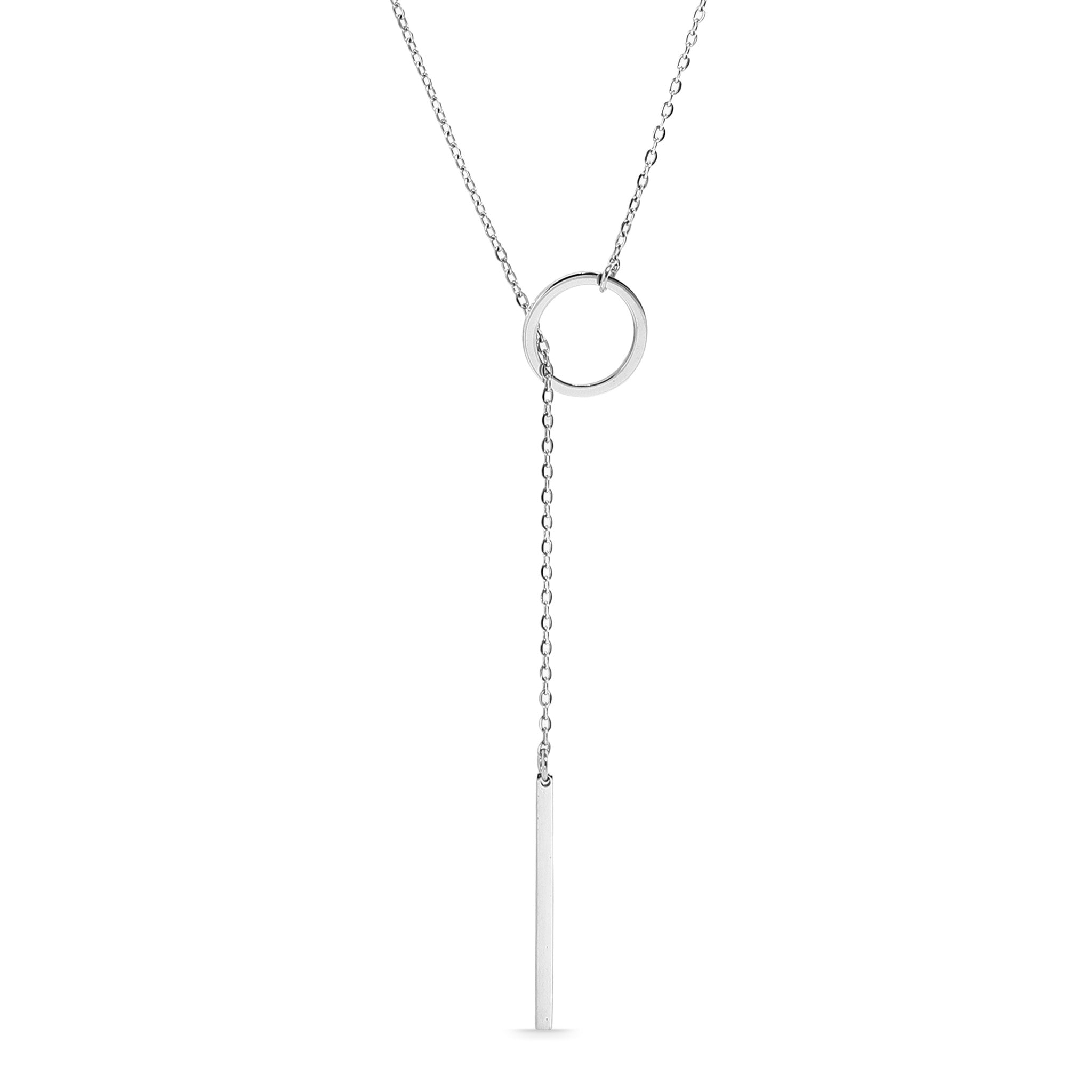 18K Gold PVD Stainless Steel Lariat Necklace Circle with Drop Bar / CHN0050、mySite、dreamappss
