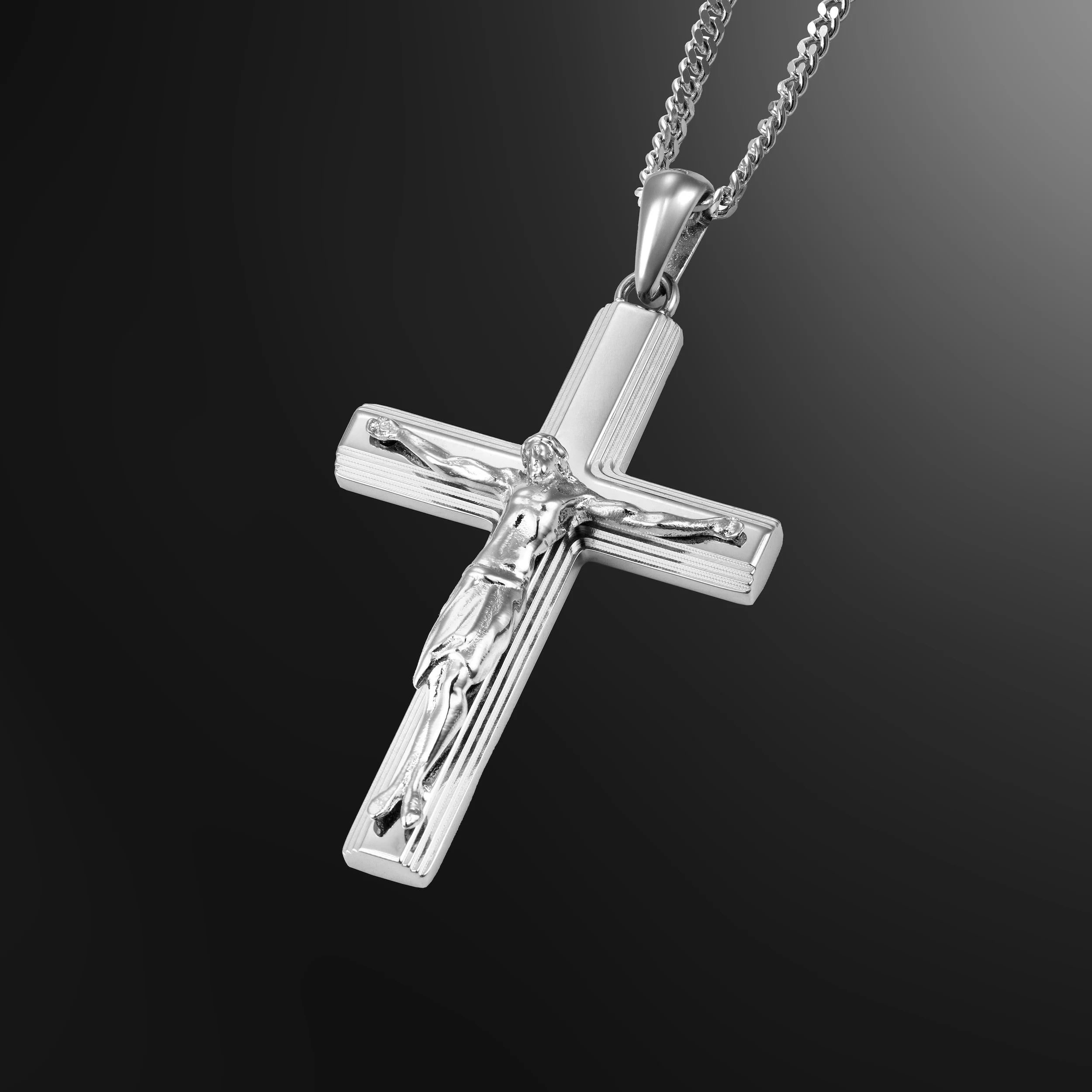  Crucifix Pendant - Silver Set