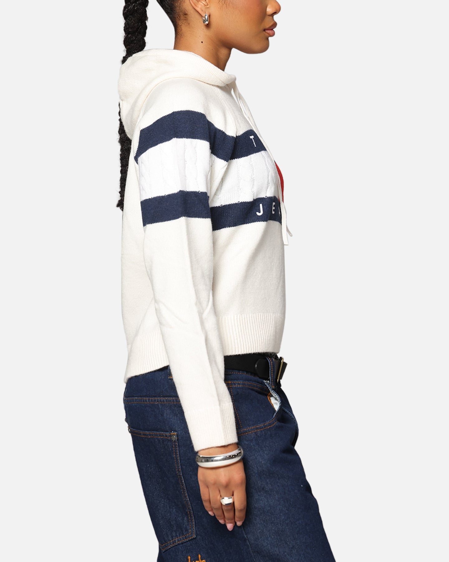 Tommy Jeans Women's TJW Center Flag Hoodie Sweater Ancient White、mySite、zt4zffjzw