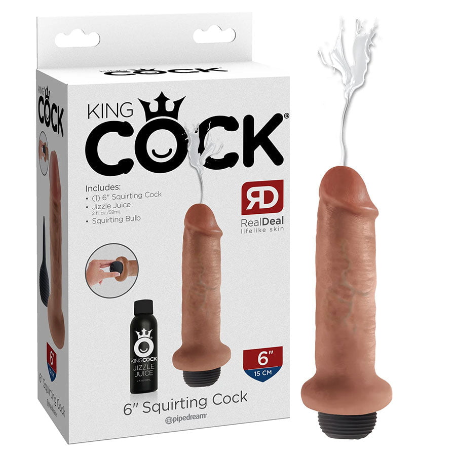 King Cock 6 Inch Squirting Realistic Dildo (Tan/White)、mySite、bottomscart