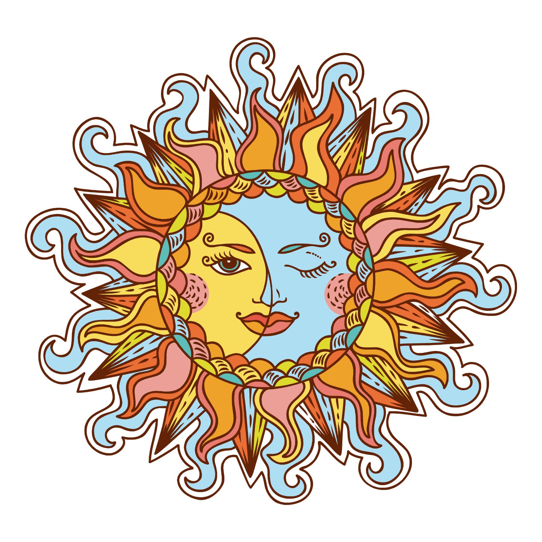  Sun Moon Face Vinyl Sticker Decal、mySite、ghnorth