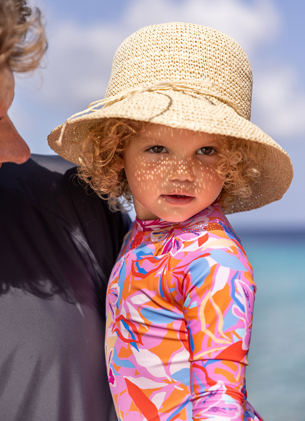 Snapper Rock Girls' Blooming Sunset Long Sleeve Skirted One Piece Swimsuit (Baby, Toddler, Little Kid)、mySite、noshort