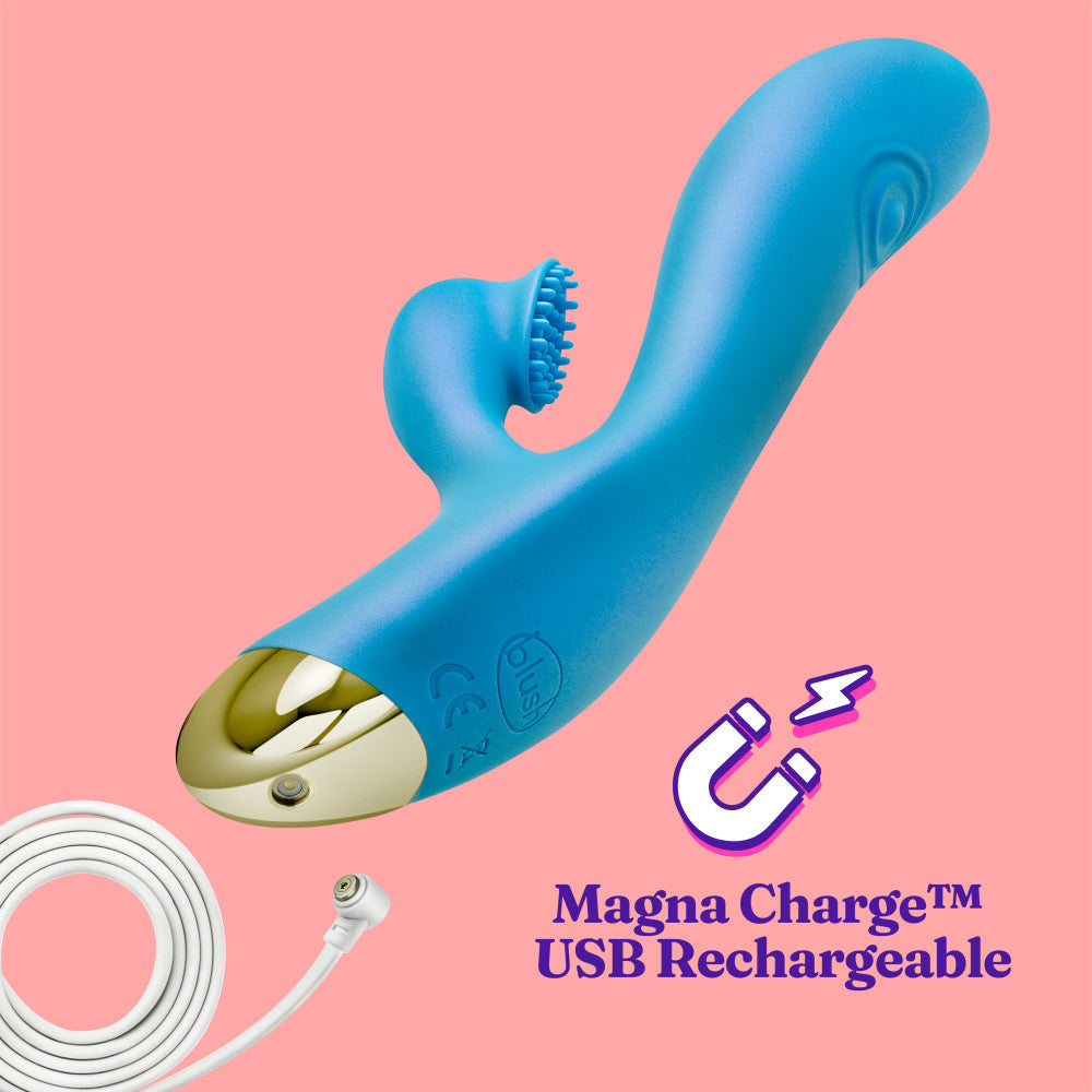 Aria By Blush® | Arousing AF: Clitoris Tickler + Dual Pulsations Blue Silicone Vibrator、mySite、bottomscart
