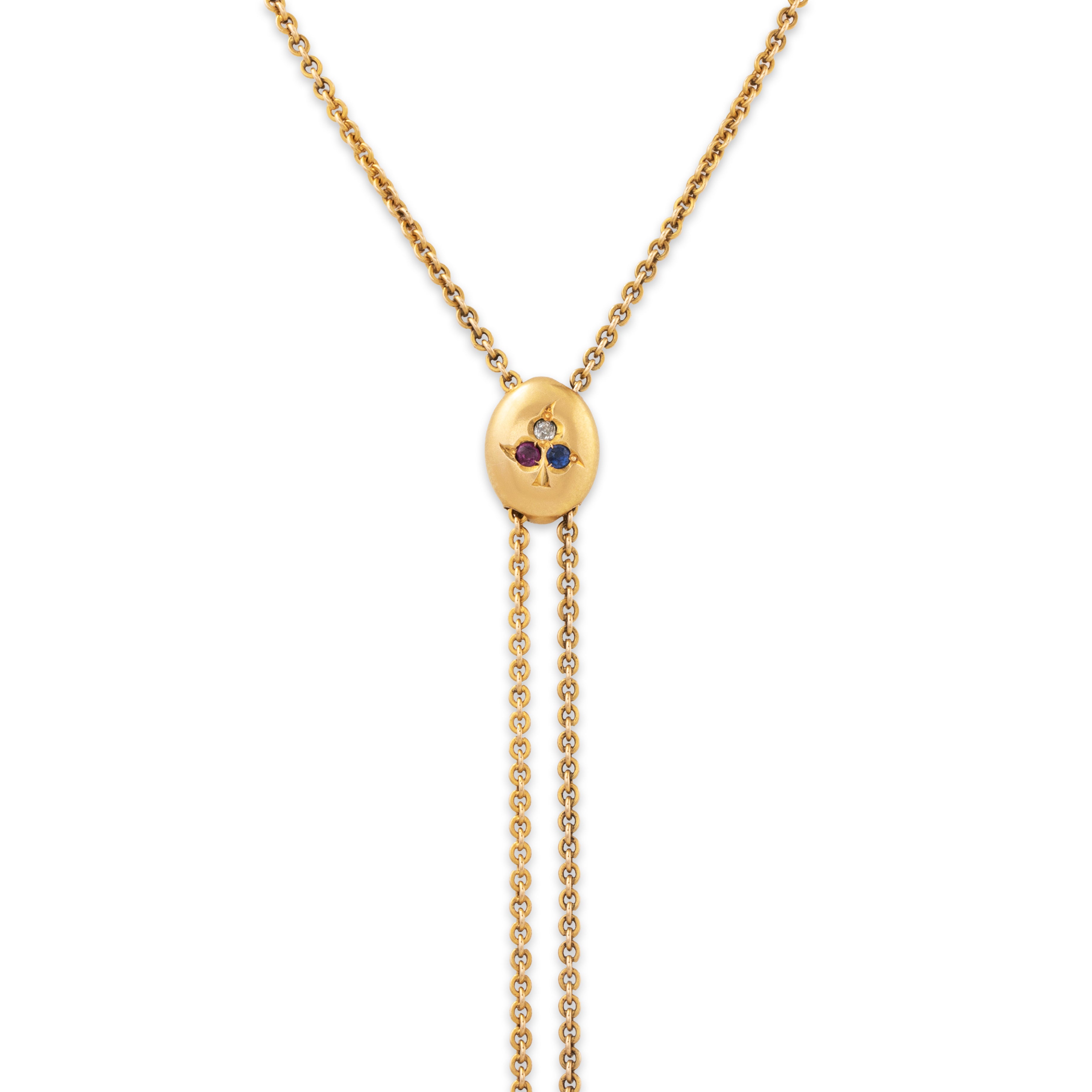 Antique Victorian 14k Yellow Gold Ruby Sapphire Diamond Slide Long Necklace 24、mySite、hinf8tx79