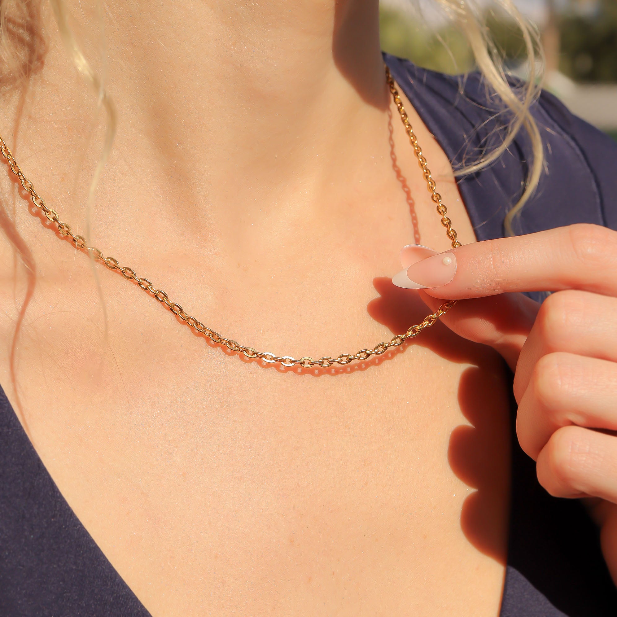 18K Gold PVD Stainless Steel Flat Oval Loop Chain / CHN0051、mySite、dreamappss