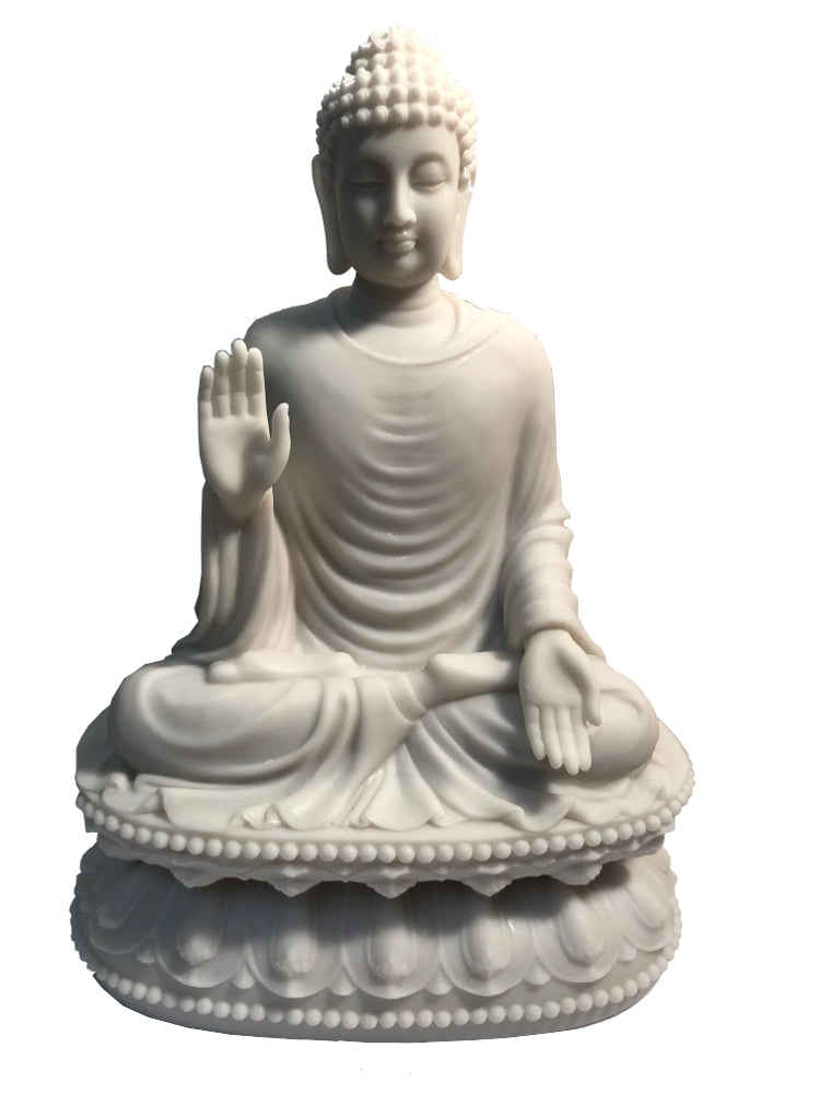 Seated Fearless Shakyamuni Buddha Statue Marble White、mySite、topwebapps